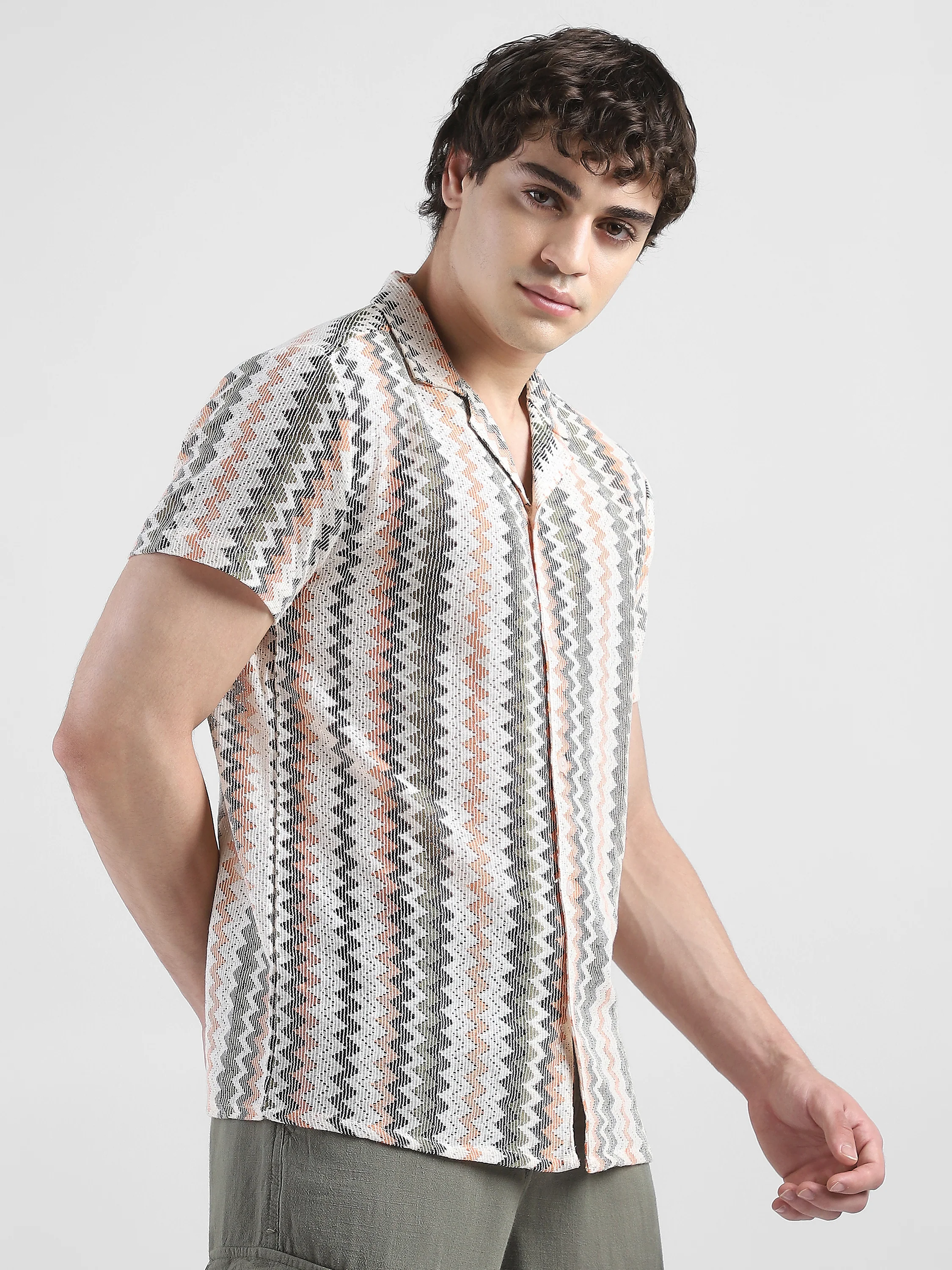 Men Crochet Multi Color Casual Shirt - Image 3
