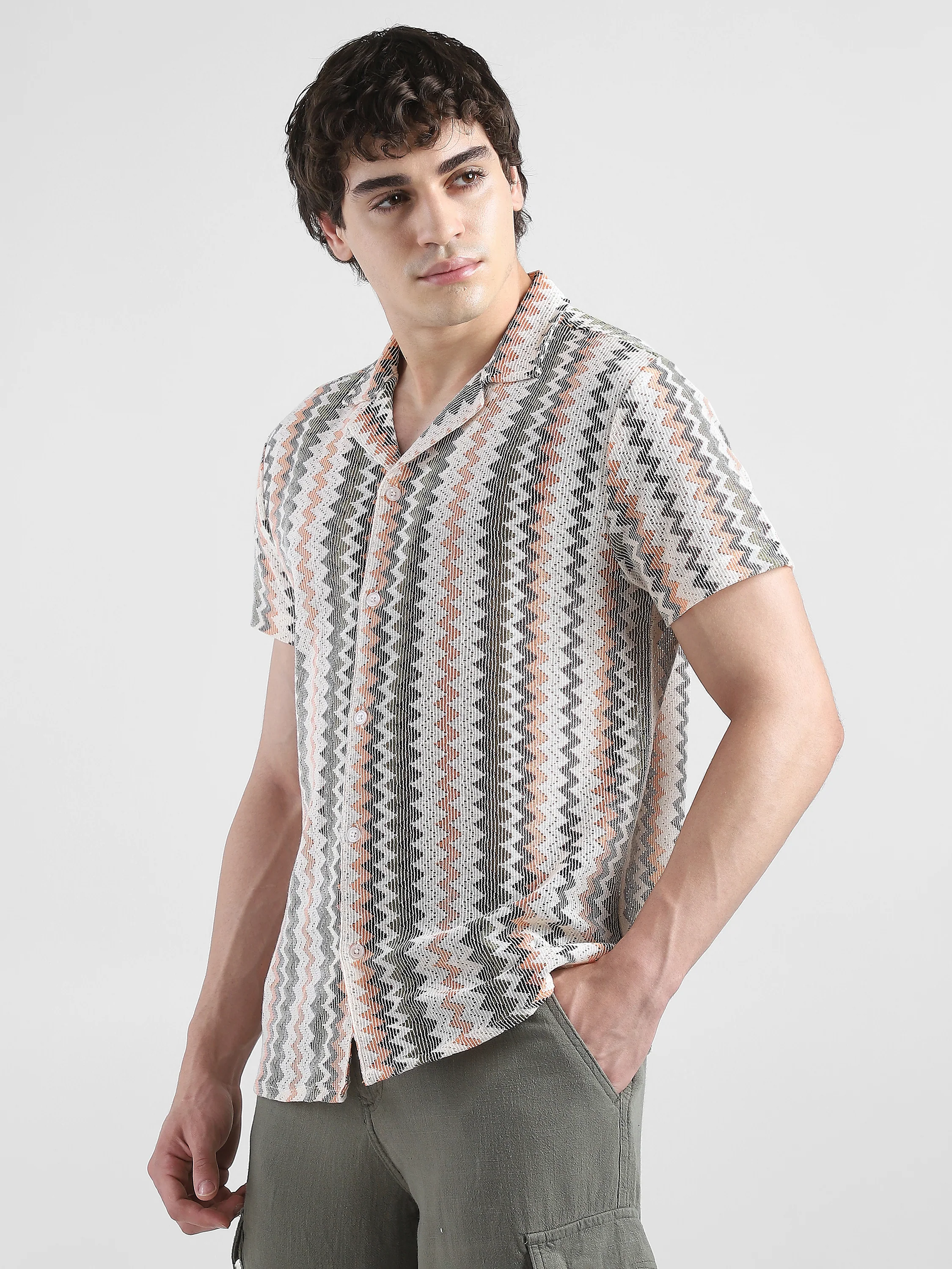 Men Crochet Multi Color Casual Shirt - Image 5