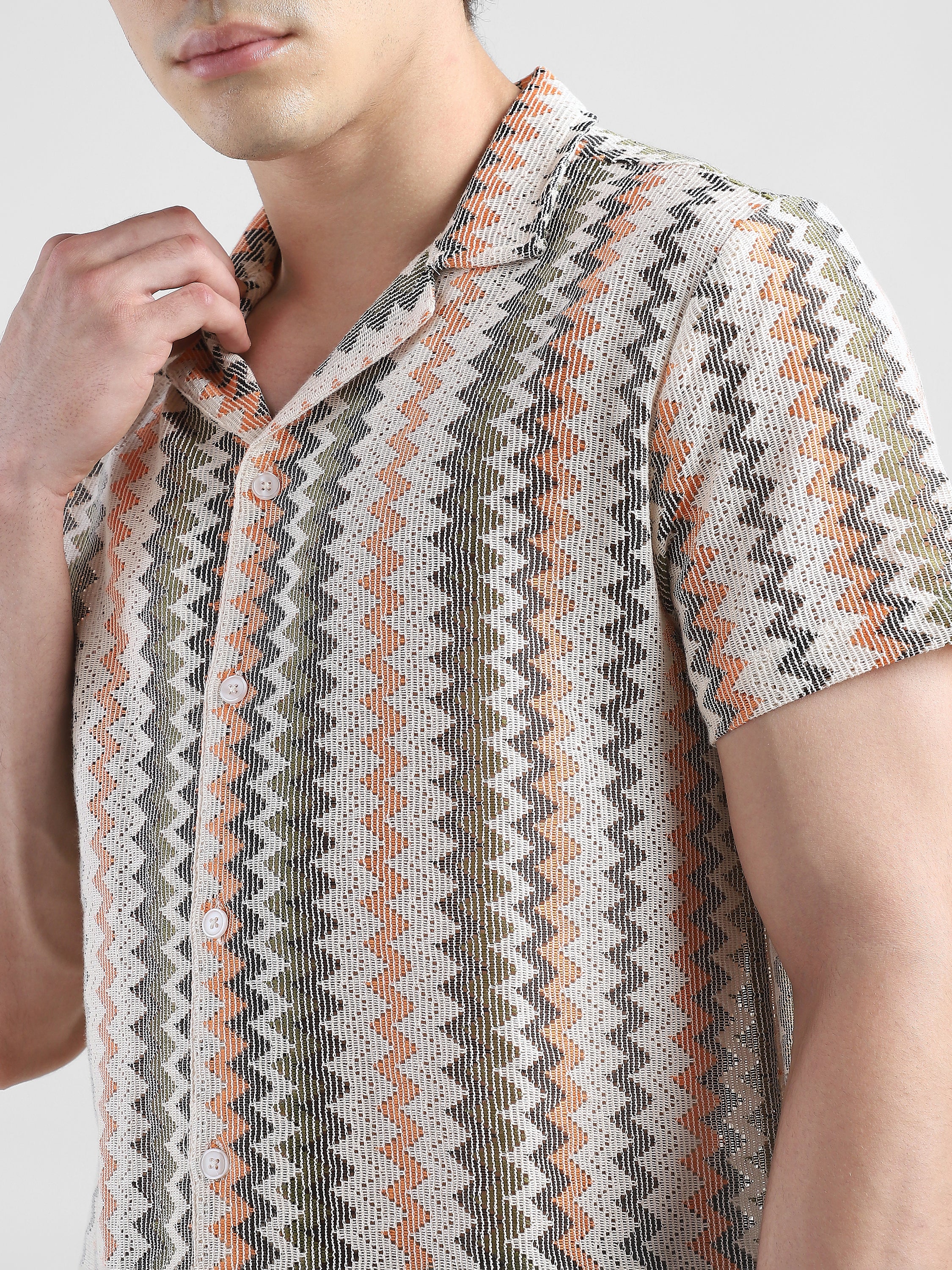Men Crochet Multi Color Casual Shirt - Image 6