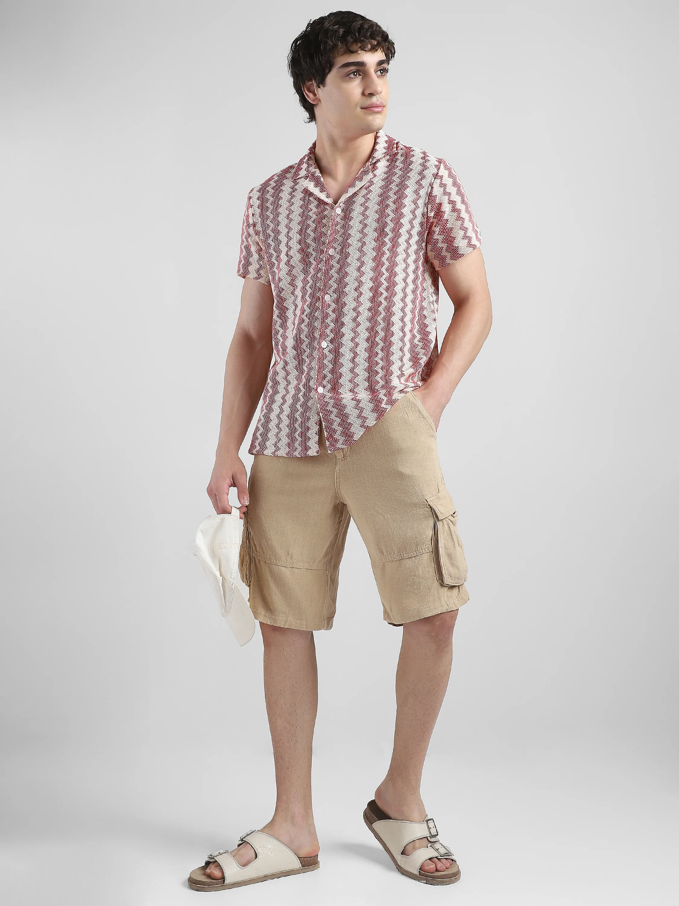 Men Lace See through Pink Casual Shirt - Image 2