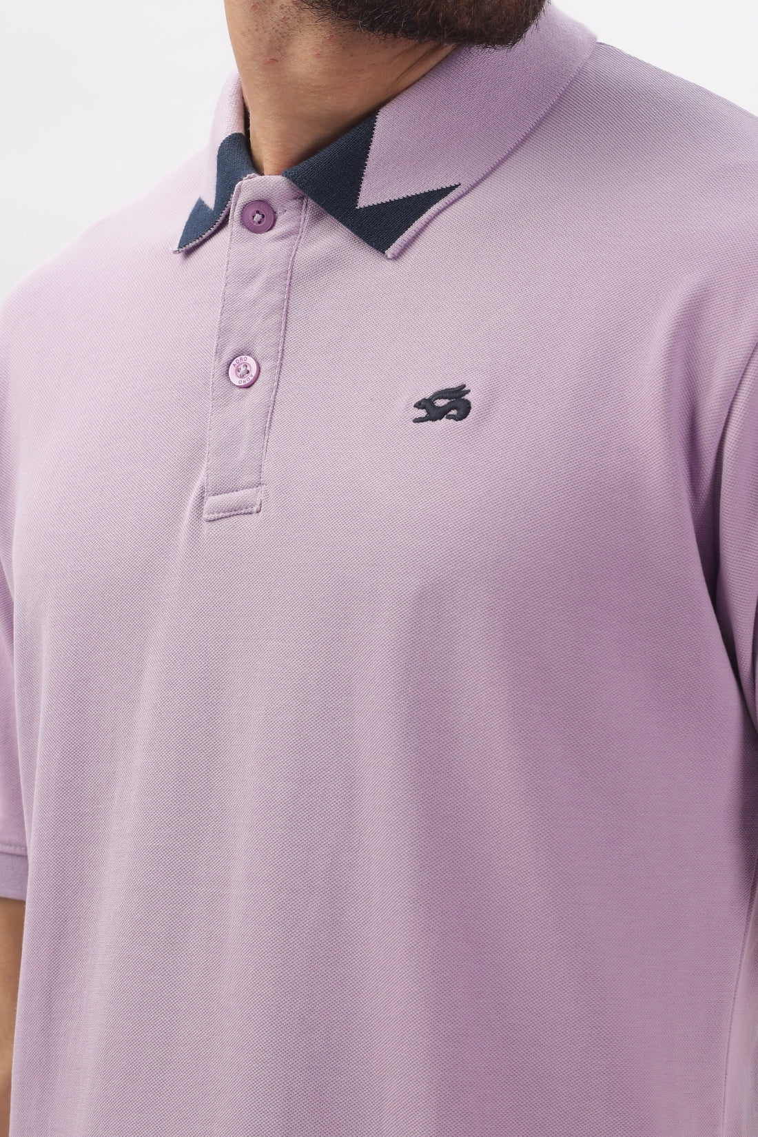 Men Lavendar Regular Fit Polo T-Shirt - Image 4