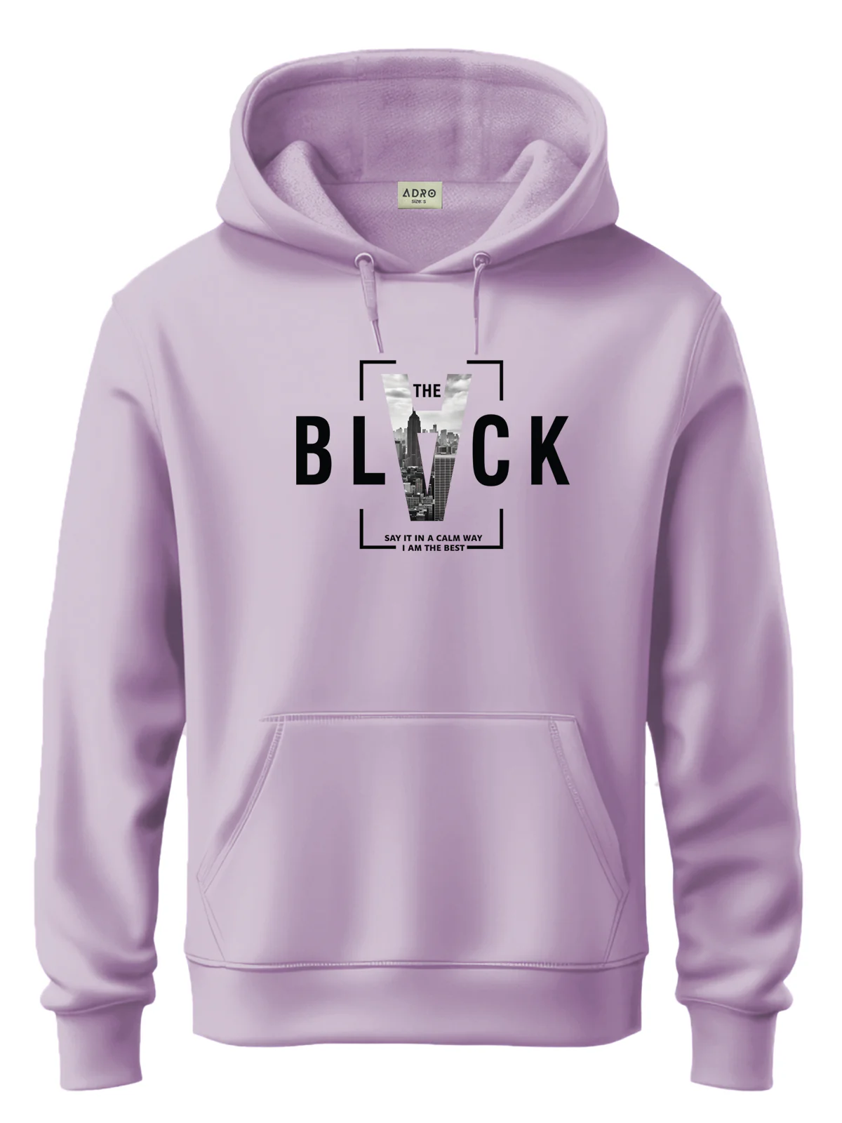 Men Lavender Cotton Fleece Printed Hoodie