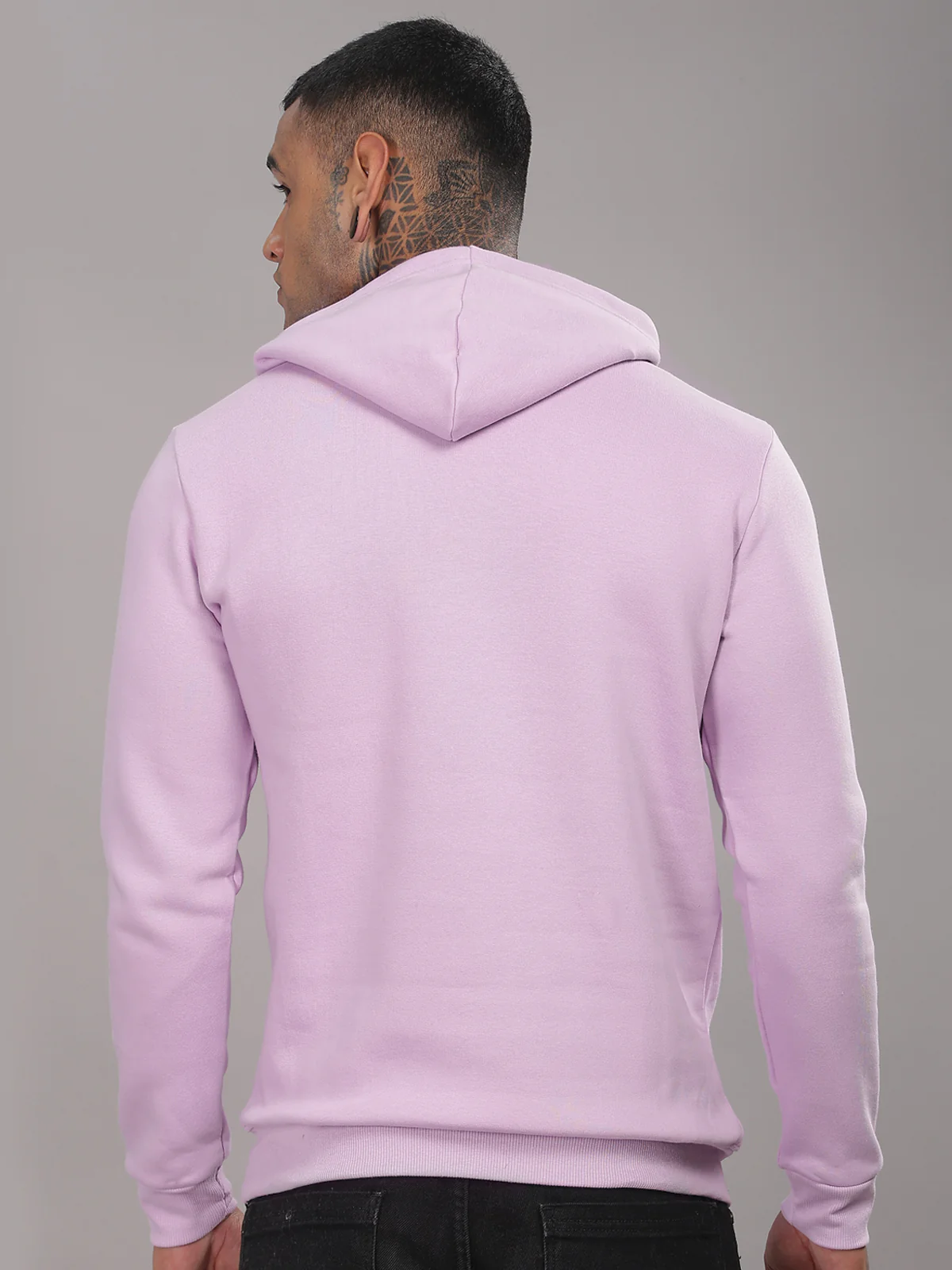 Men Lavender Cotton Fleece Printed Hoodie - Image 2