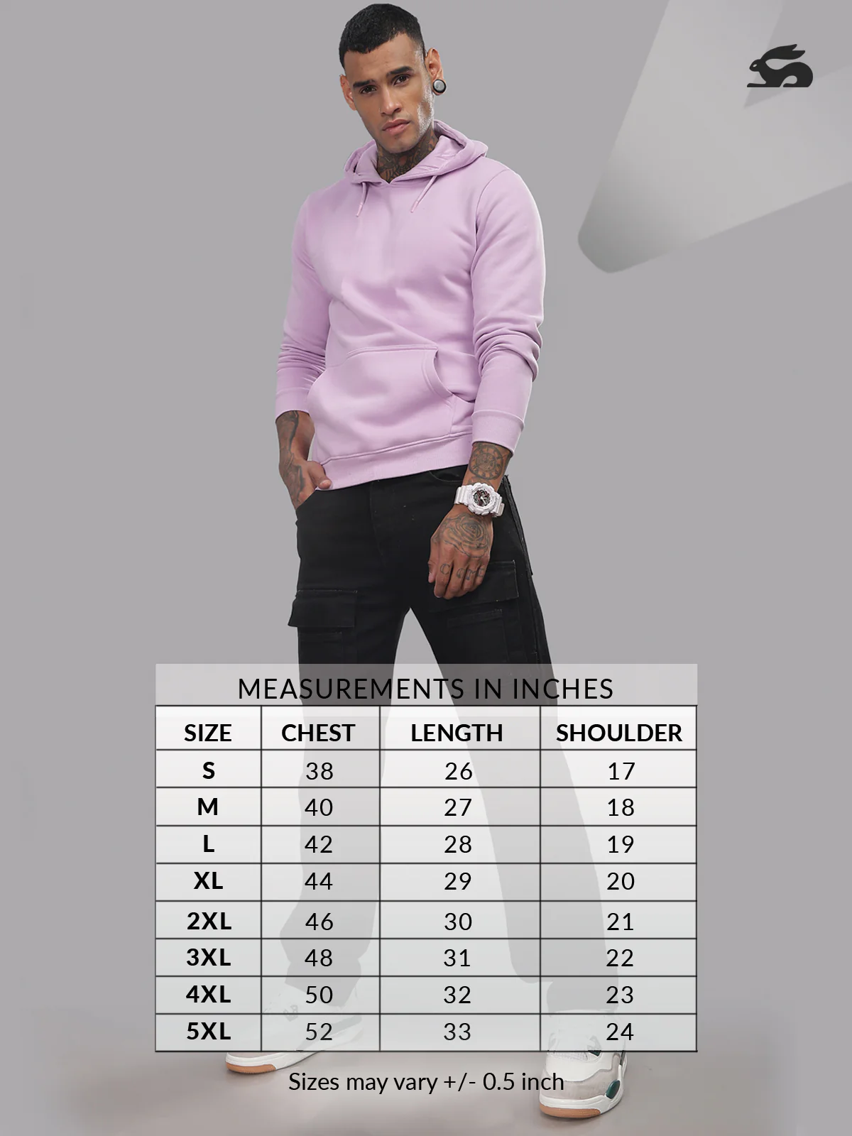 Men Lavender Cotton Fleece Printed Hoodie - Image 3