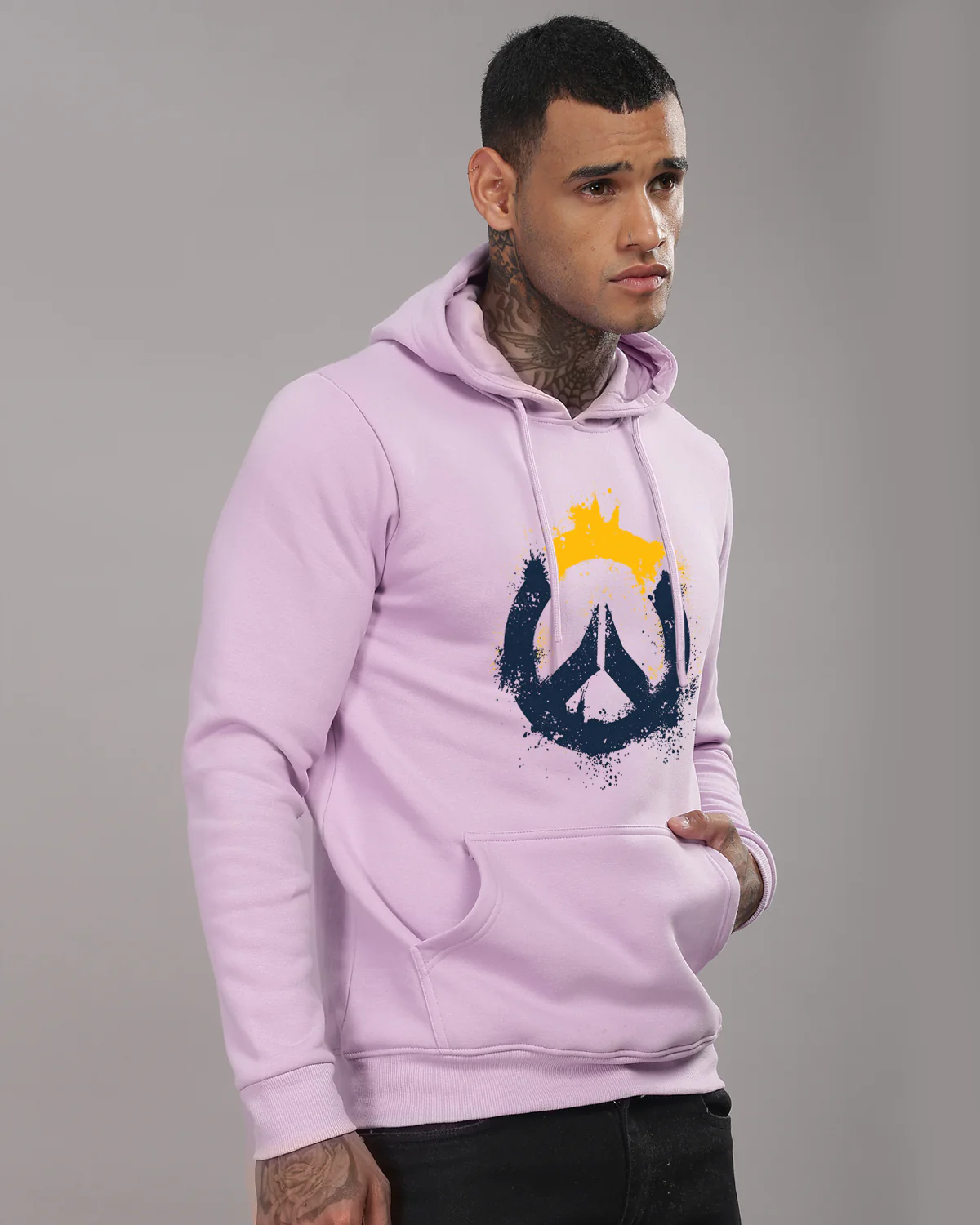 Men Lavender Long Lasting Printed Hoodie - Image 5