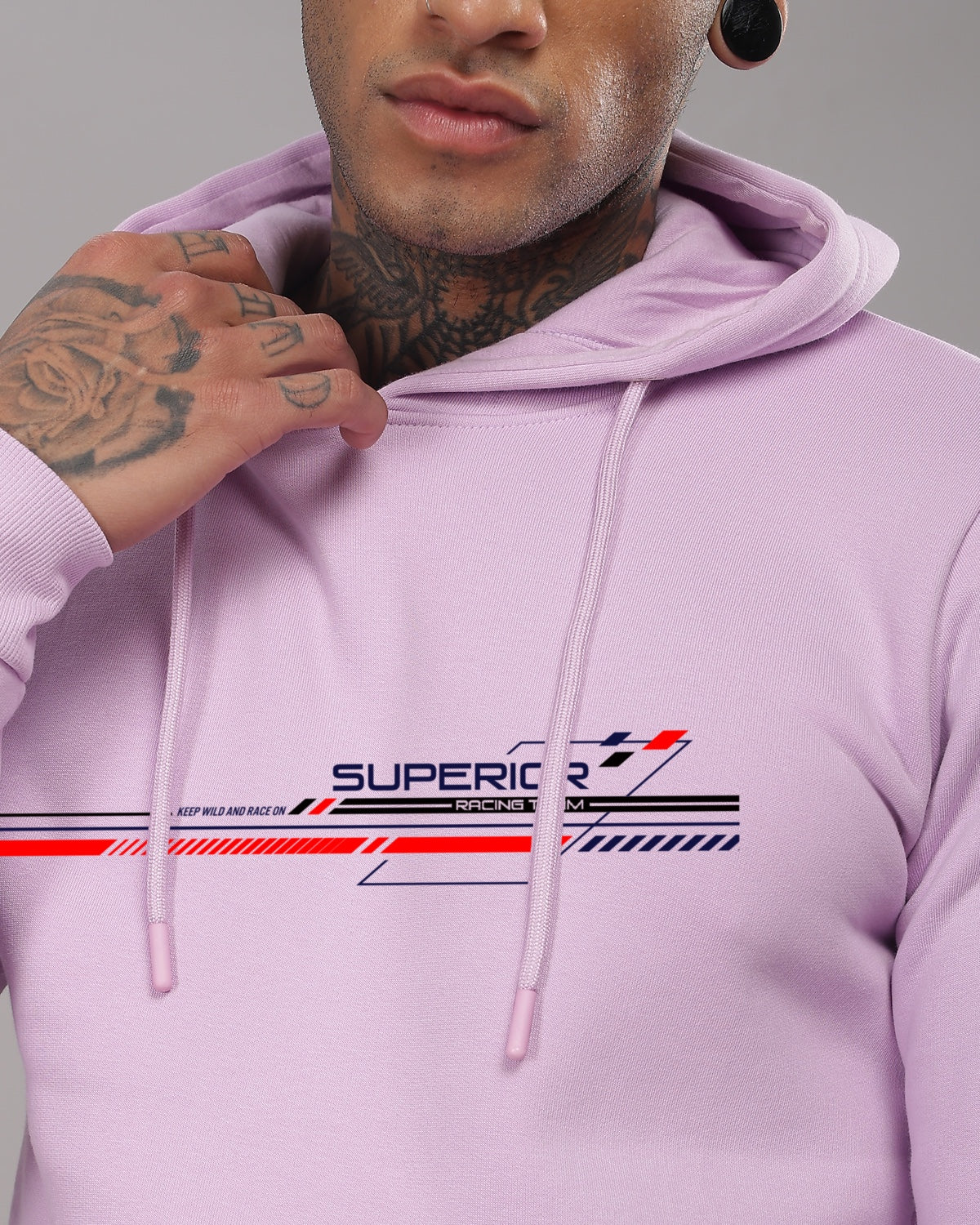 Men Lavender Long Lasting Printed Hoodie - Image 2