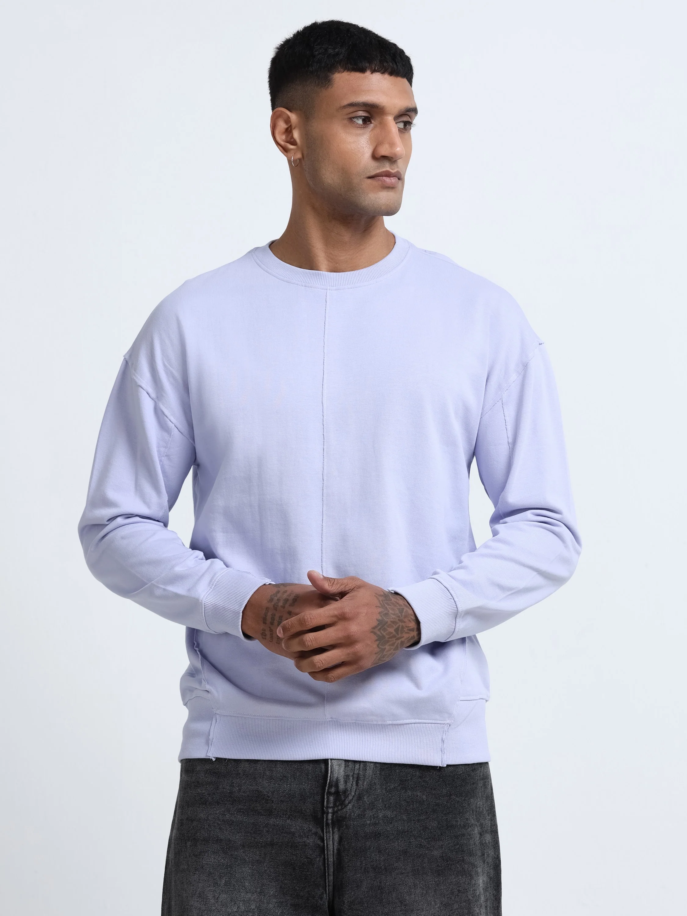 Men Lavender Oversized Sweatshirt - Image 2
