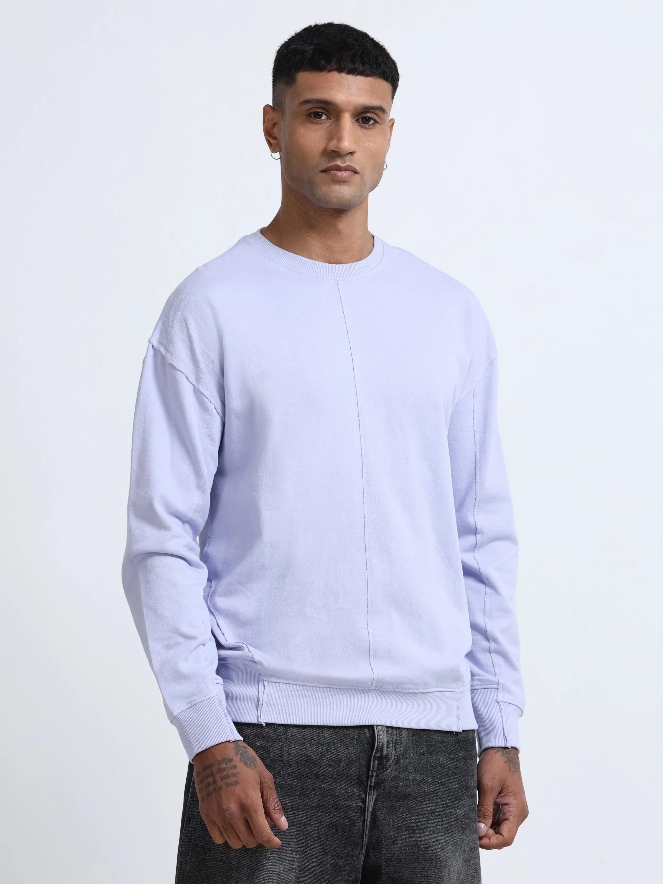 Men Lavender Oversized Sweatshirt - Image 3