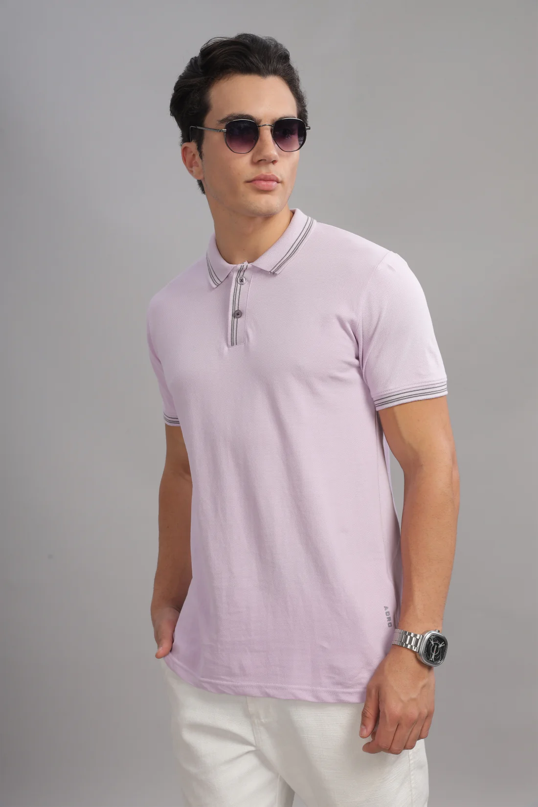 Men Lavender Regular Fit Polo T-Shirt - Image 6
