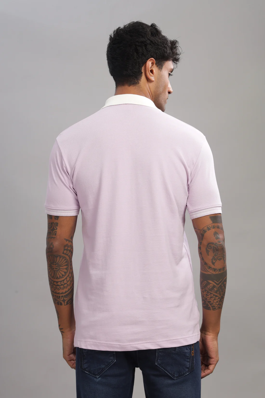 Men Lavender Regular Fit Polo T-Shirt - Image 3