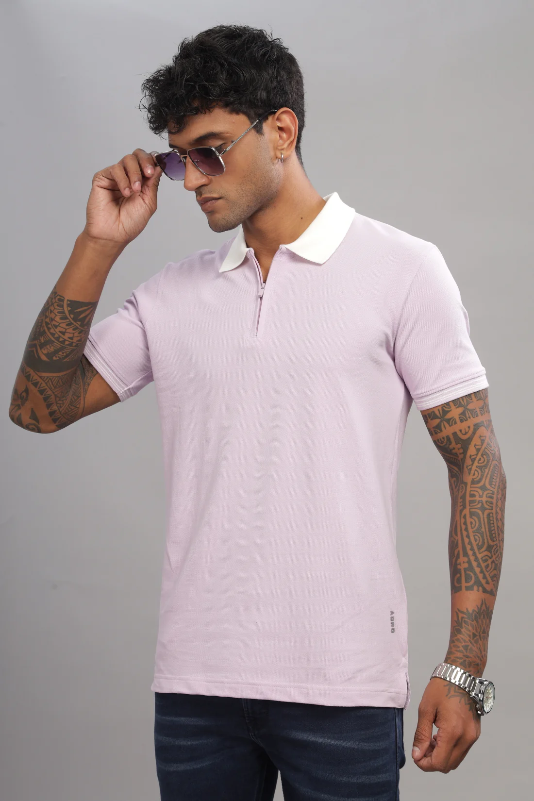 Men Lavender Regular Fit Polo T-Shirt - Image 6