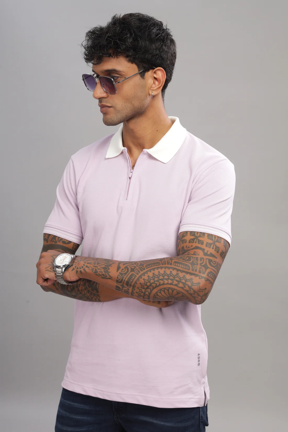 Men Lavender Regular Fit Polo T-Shirt - Image 7