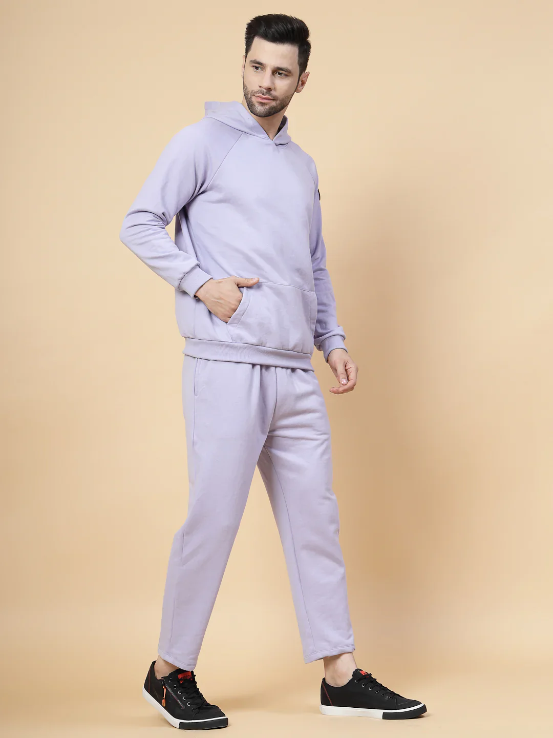 Men Lavender Regular Fit Tracksuit - Image 3