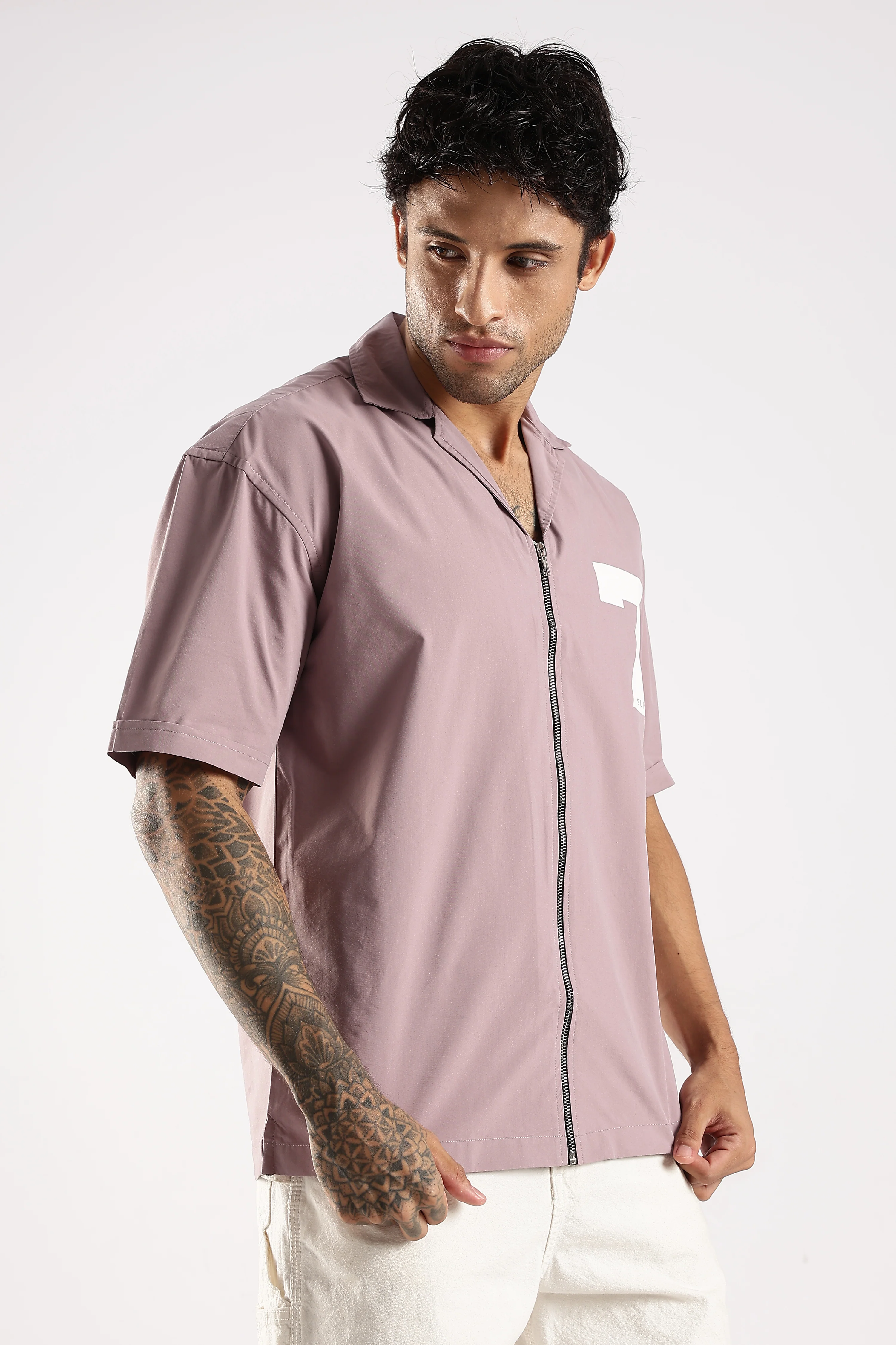 Men Lavender Slim Fit Shirt - Image 3