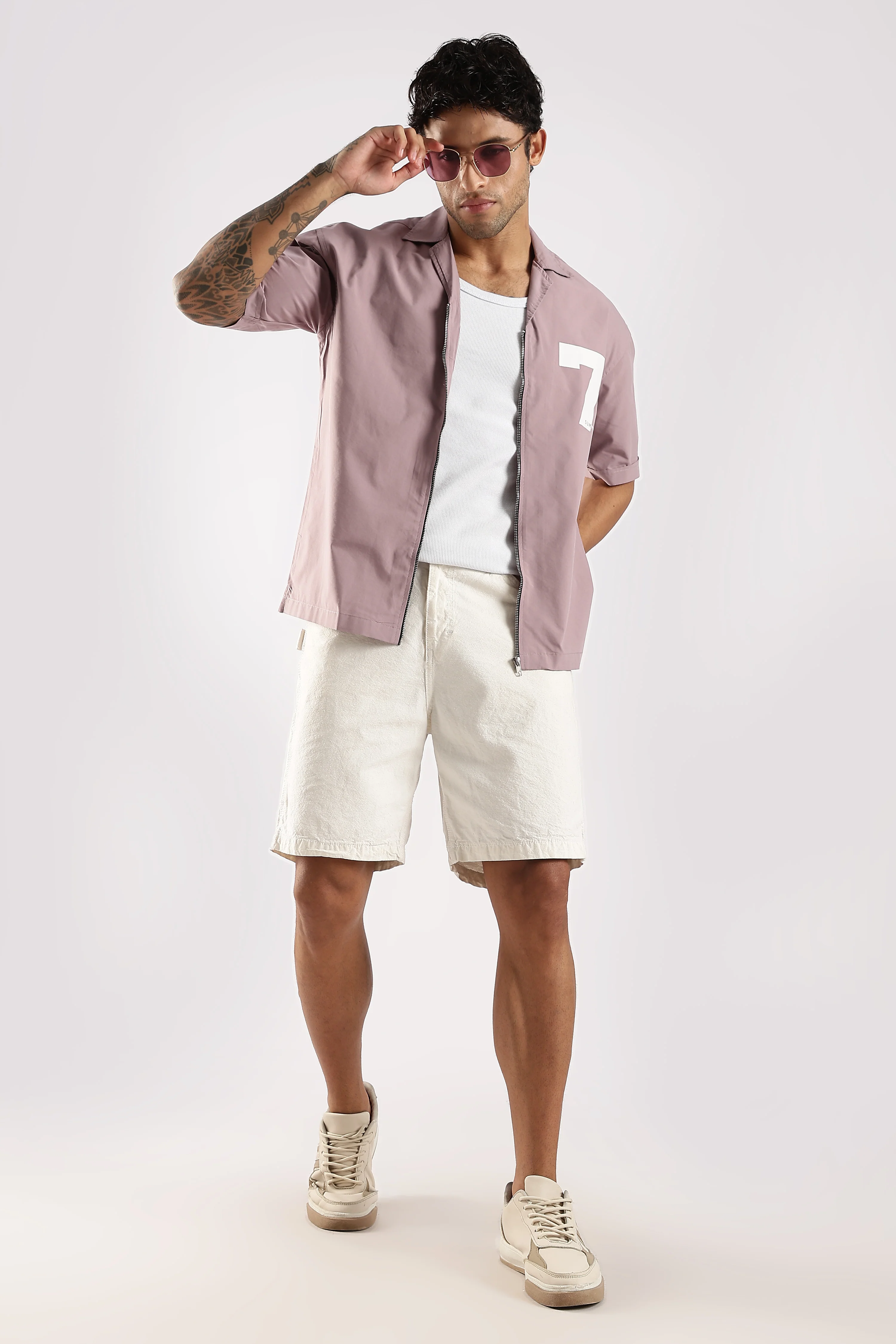 Men Lavender Slim Fit Shirt - Image 8