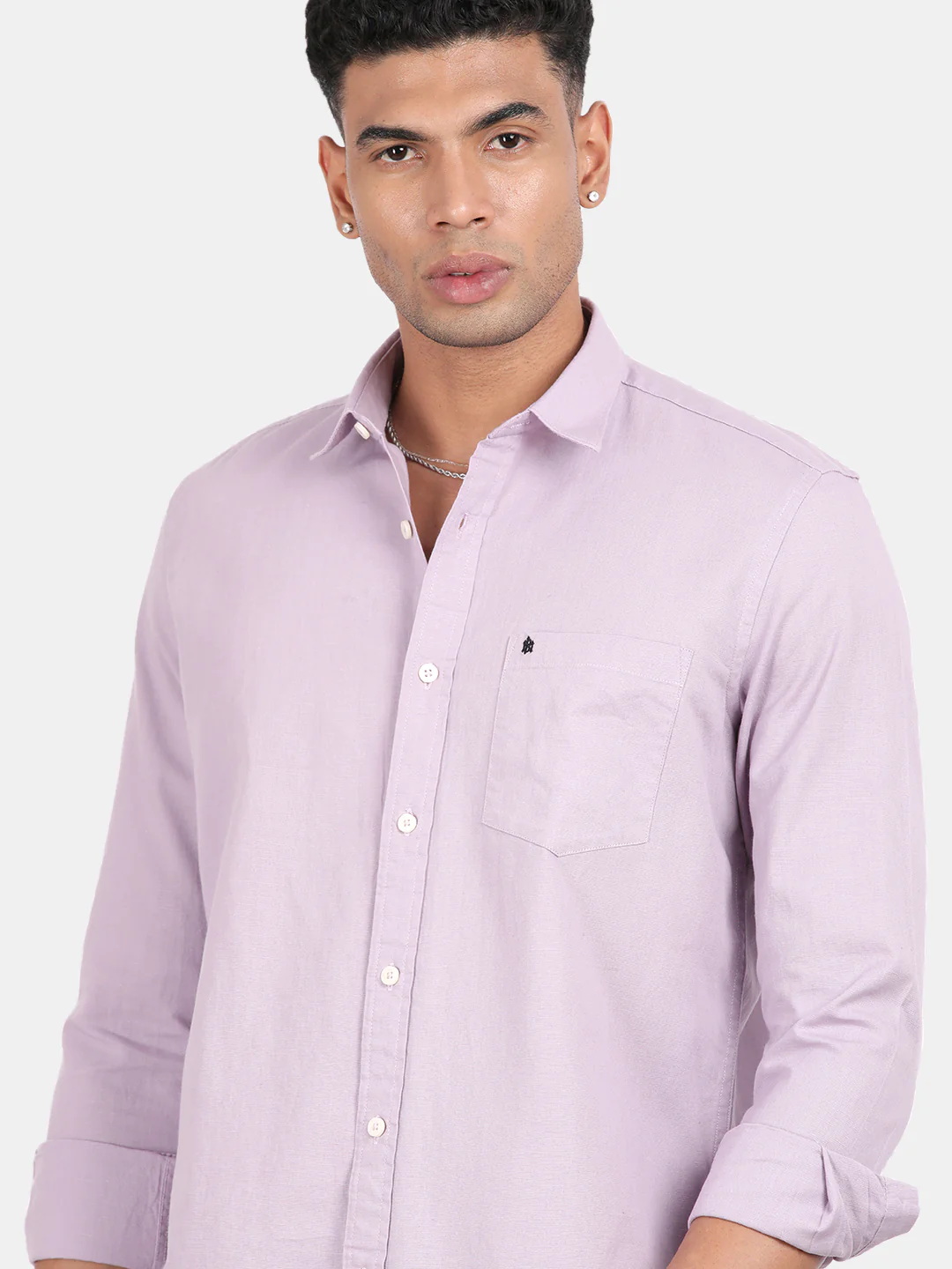 Men Lavender Slim Fit Spread Collar Full Sleeve Casual Shirt - Image 4