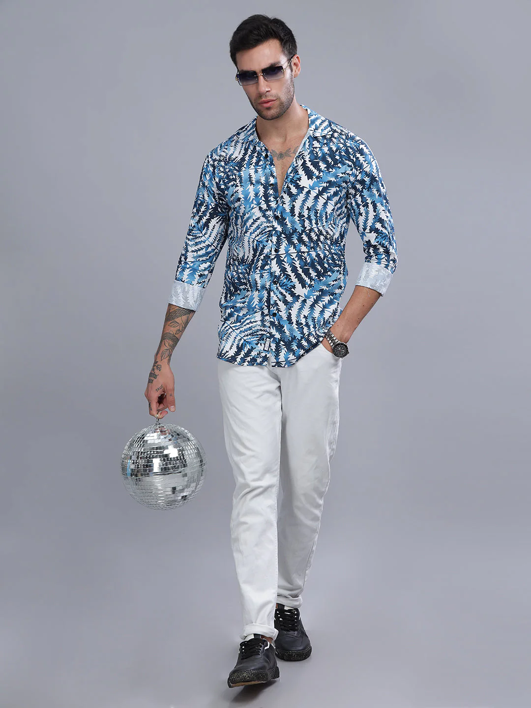 Men Leaflet Brown Rayon Shirt - Image 6