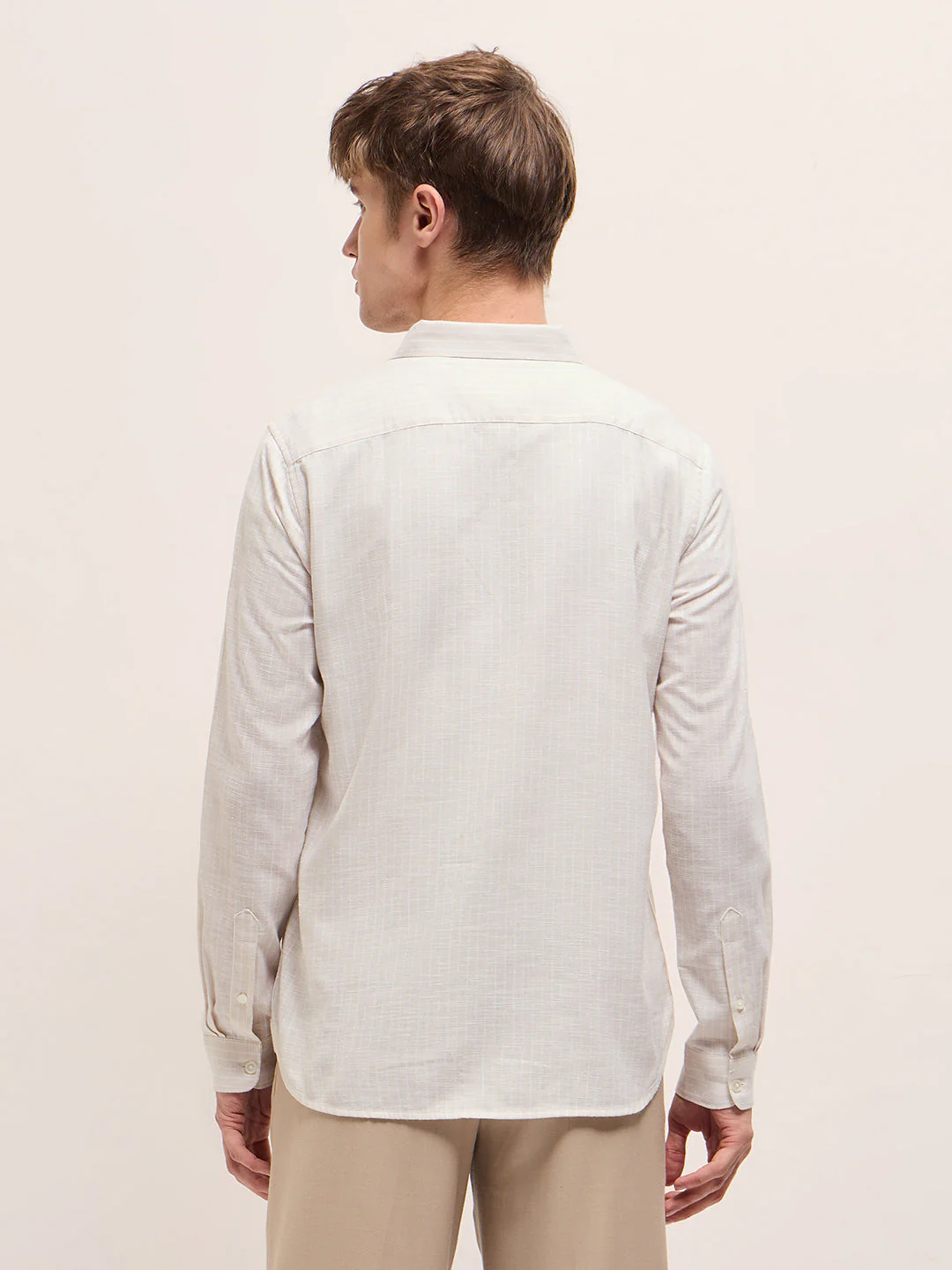 Men Light Beige Casual Shirt - Image 2