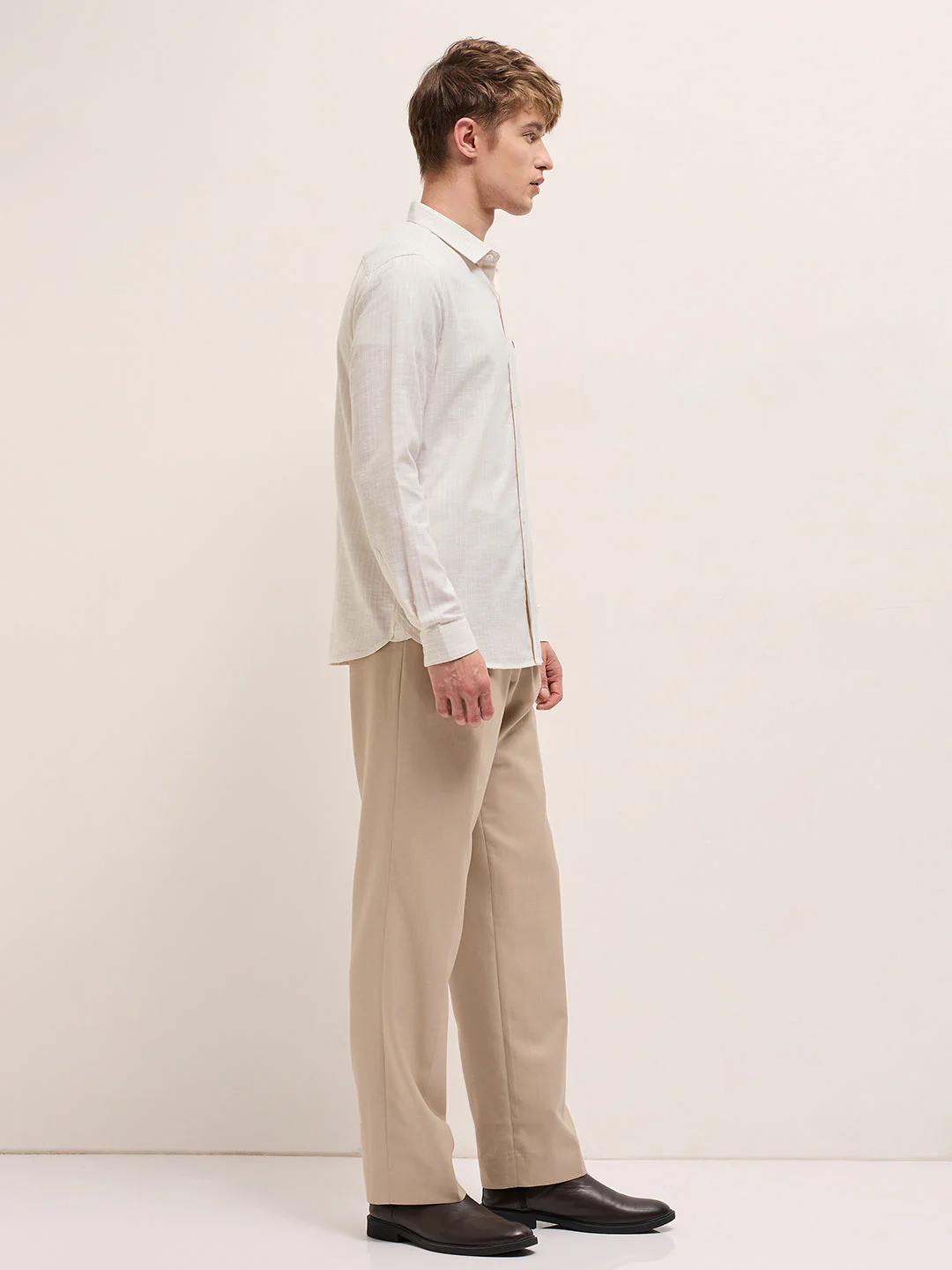 Men Light Beige Casual Shirt - Image 3