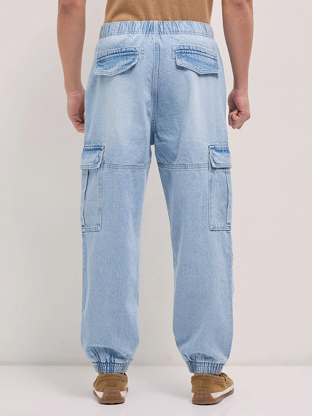 Men Light Blue Baggy Fit Jogger-Style jean - Image 2