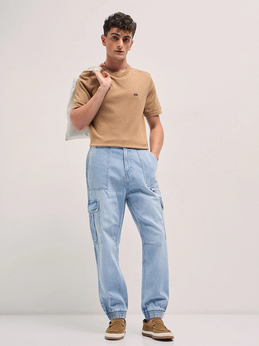 Men Light Blue Baggy Fit Jogger-Style jean - Image 3