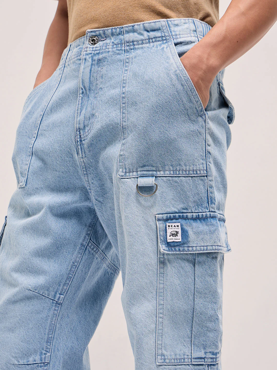 Men Light Blue Baggy Fit Jogger-Style jean - Image 4
