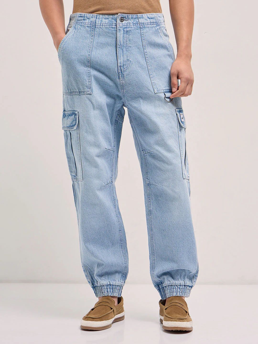 Men Light Blue Baggy Fit Jogger-Style jean - Image 6
