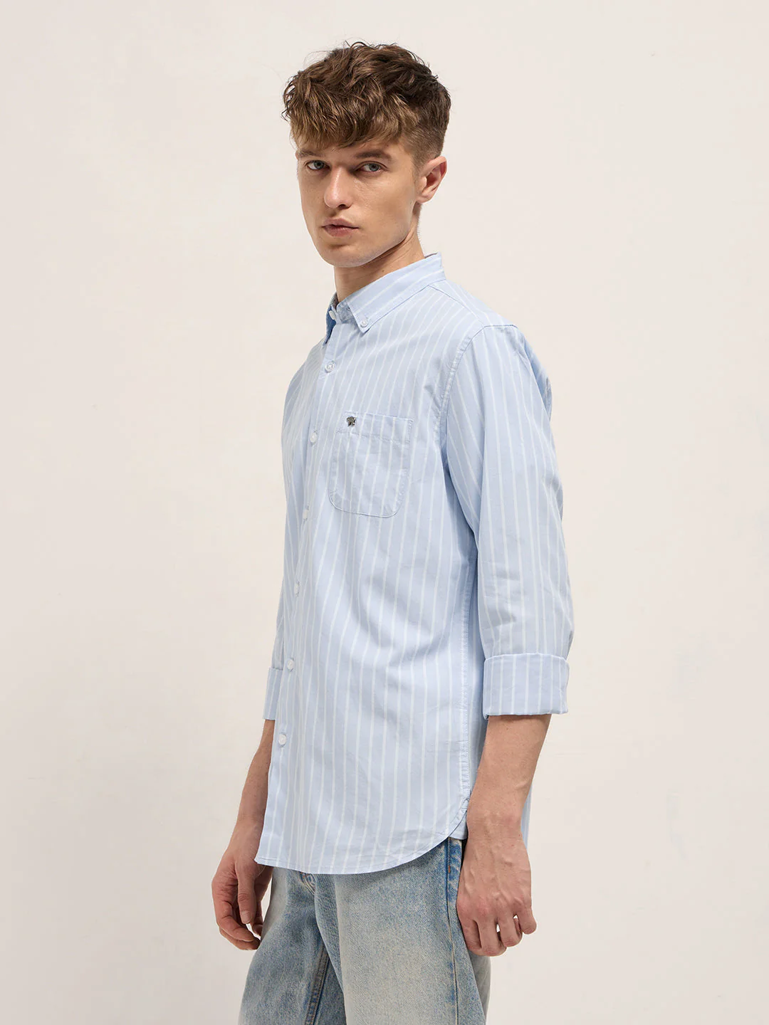 Men Light Blue Casual Shirt - Image 3