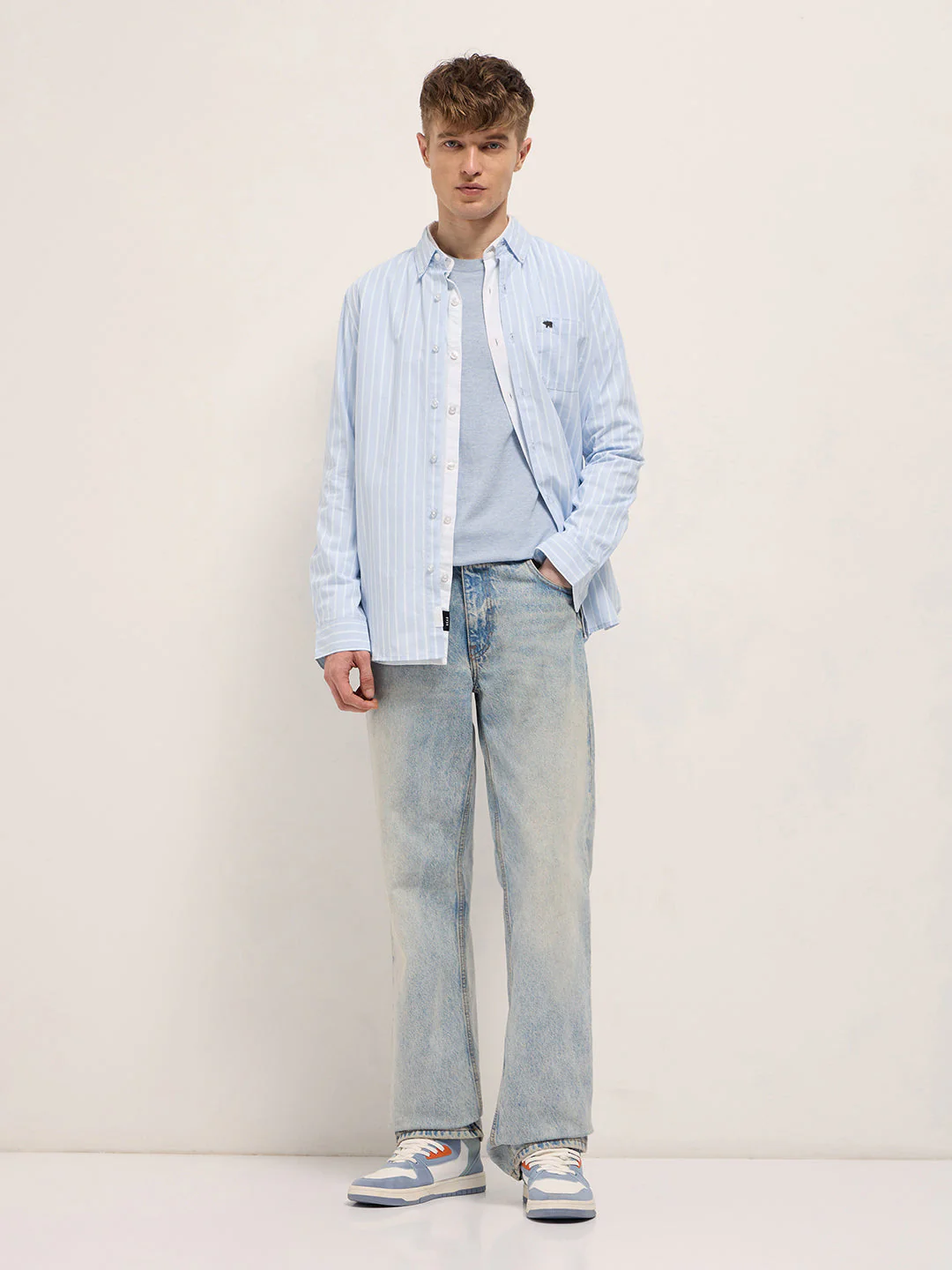 Men Light Blue Casual Shirt - Image 4