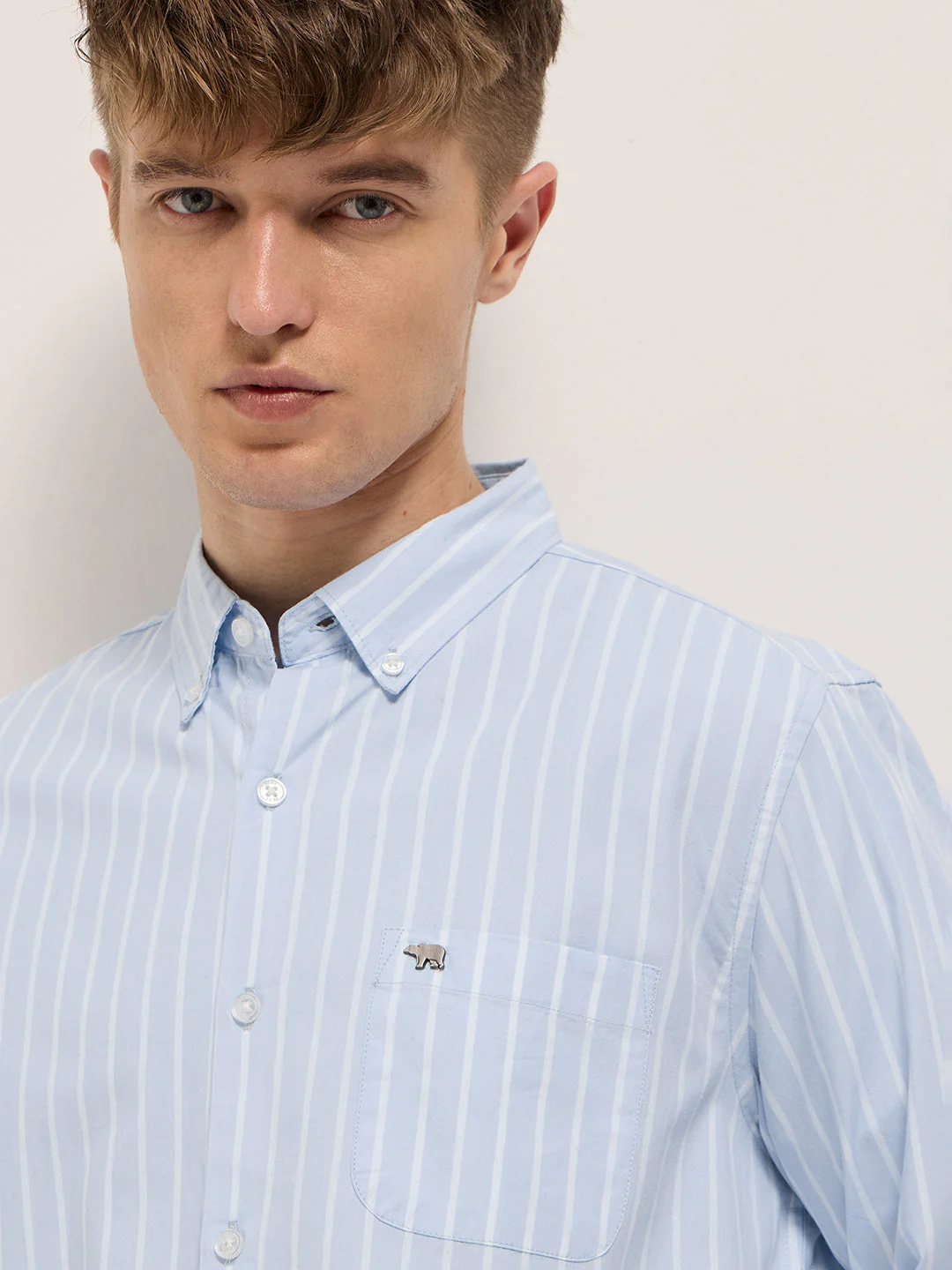 Men Light Blue Casual Shirt - Image 5