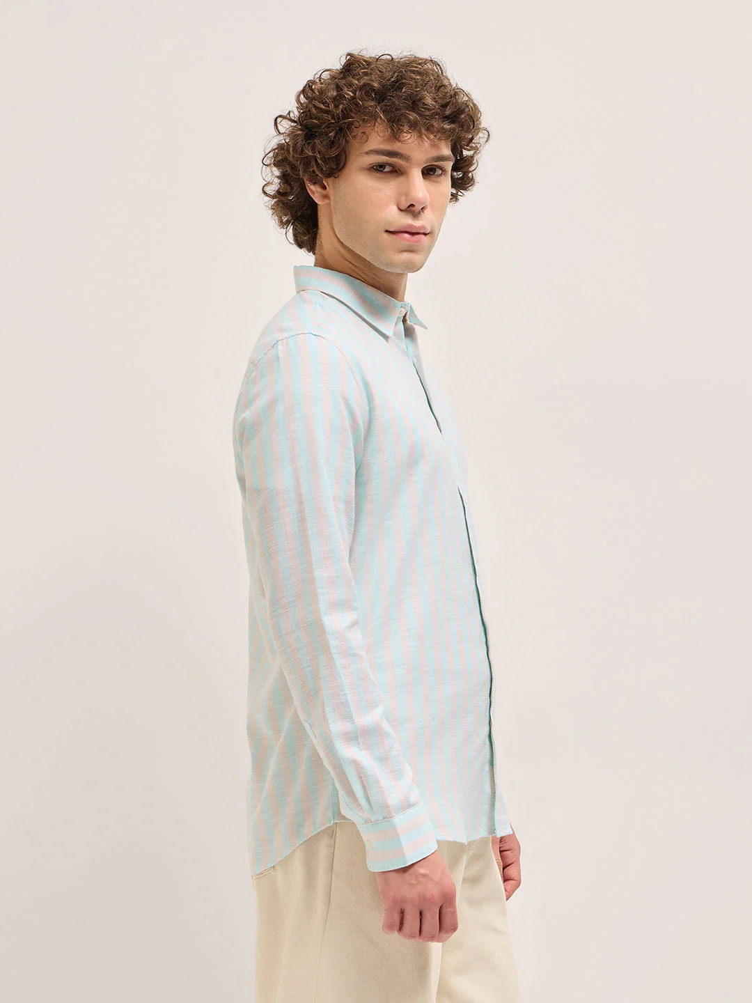 Men Light Blue Casual Shirt - Image 3