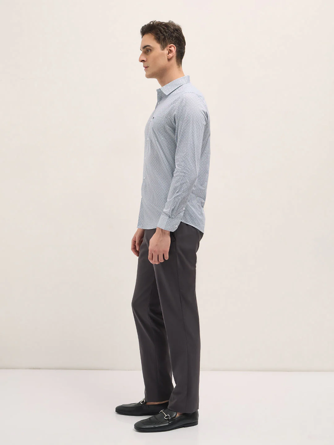 Men Light Blue Geometric Printed Tailored Fit Formal Shirt - Image 3