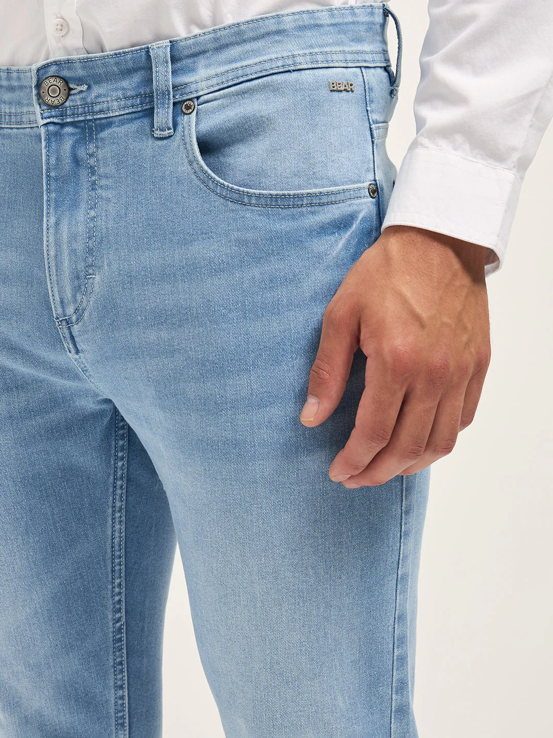 Men Light Blue Mid-Rise Skinny Fit Jeans - Image 5