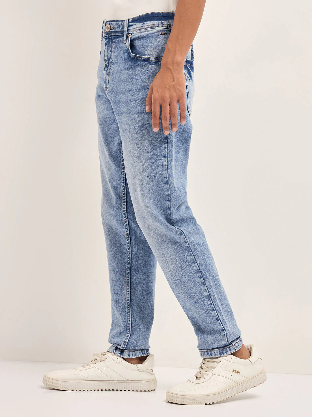 Men Light Blue Mid-Rise Slim Fit Jeans - Image 3