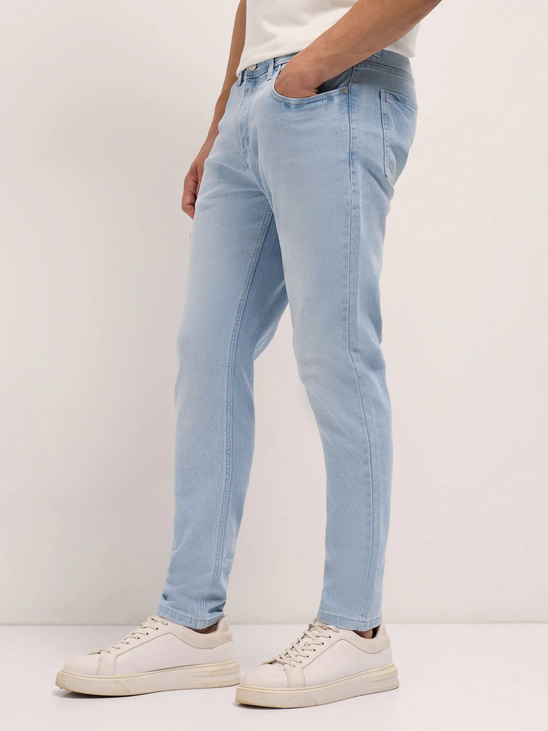 Men Light Blue Mid-Rise Slim Fit Jeans - Image 3