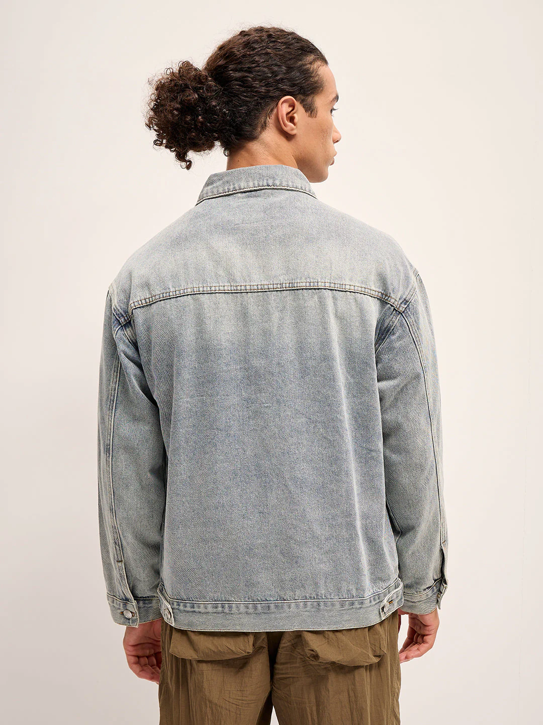 Men Light Blue Regular Fit Denim Jacket - Image 2