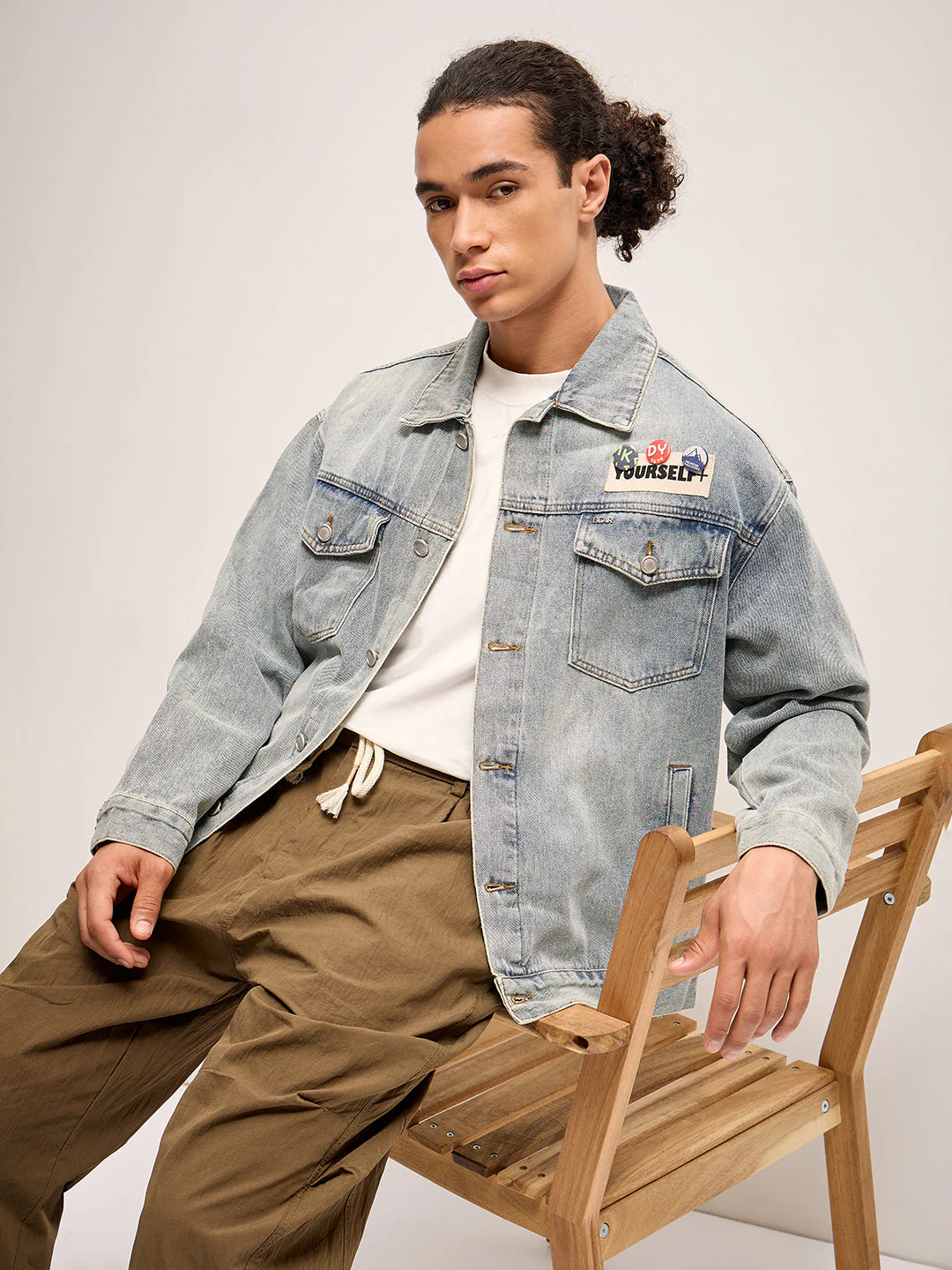 Men Light Blue Regular Fit Denim Jacket - Image 6