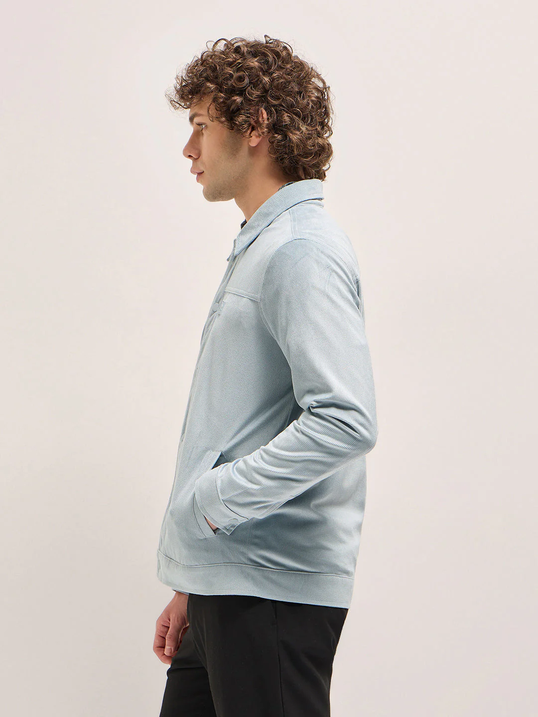 Men Light Blue Regular Fit Snap Button Closure - Image 3