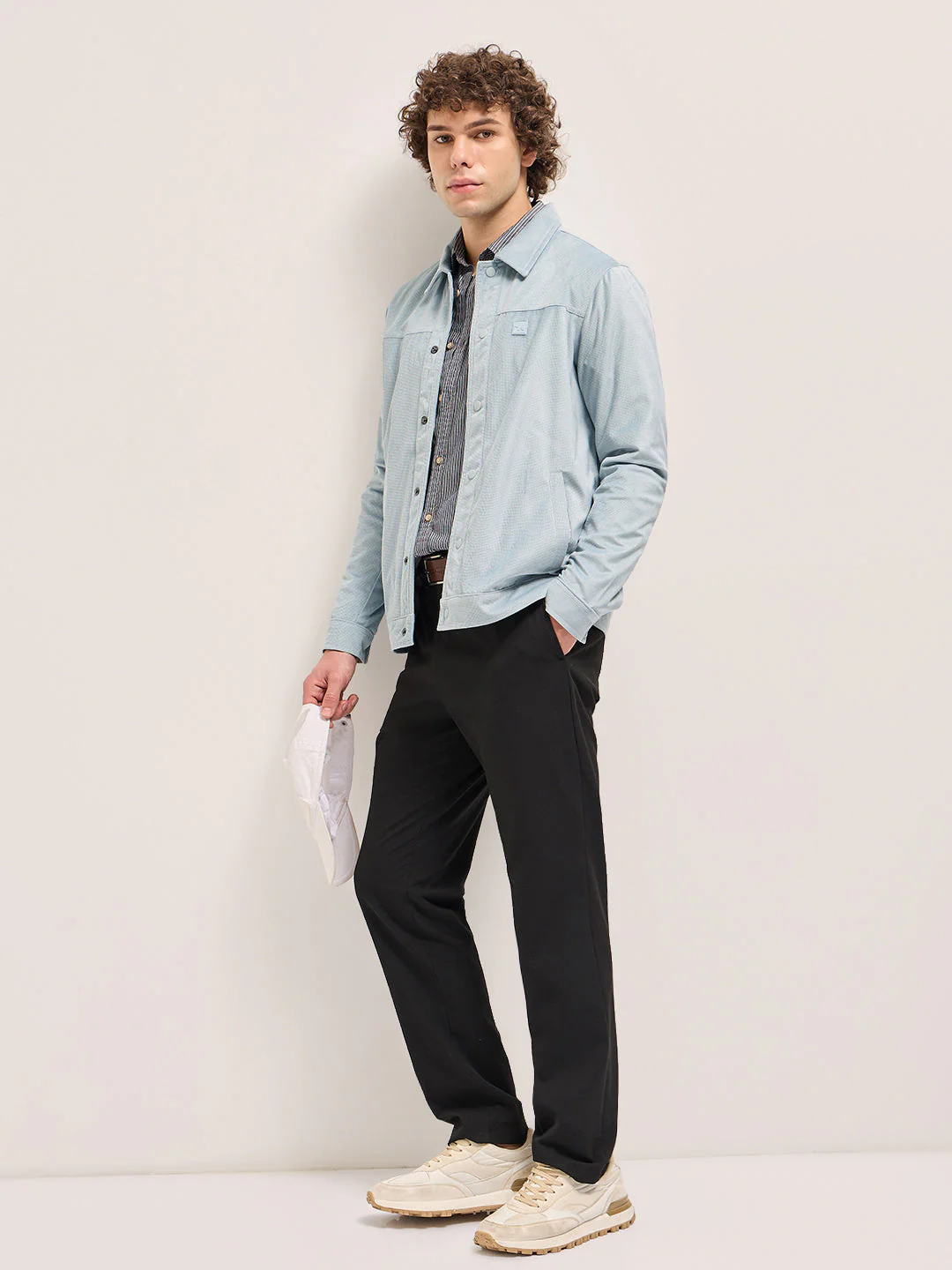 Men Light Blue Regular Fit Snap Button Closure - Image 4
