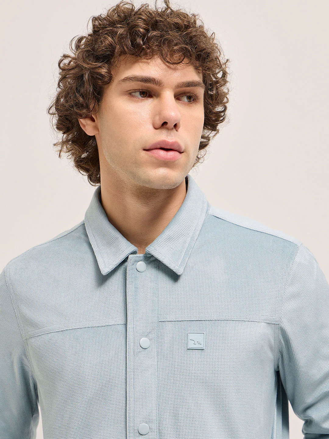 Men Light Blue Regular Fit Snap Button Closure - Image 5
