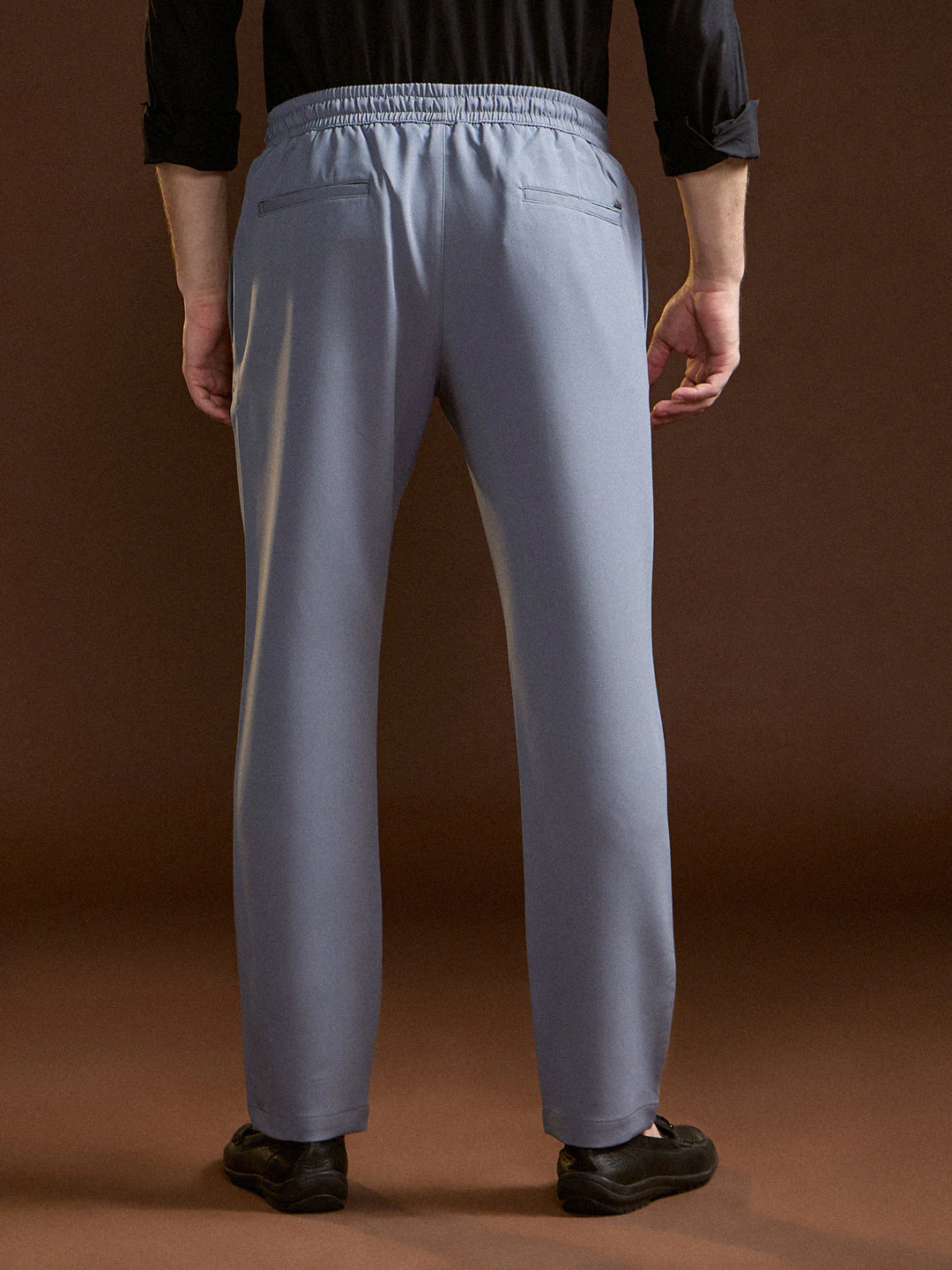 Men Light Blue Slim Fit Formal Trouser - Image 2