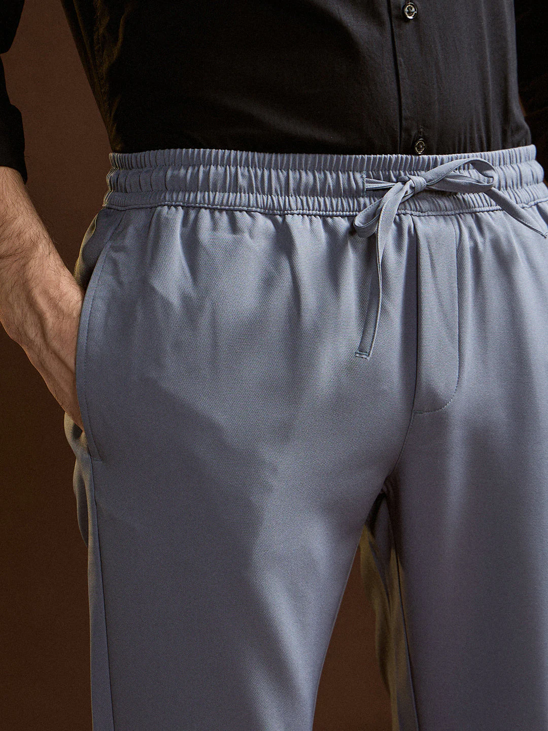 Men Light Blue Slim Fit Formal Trouser - Image 6