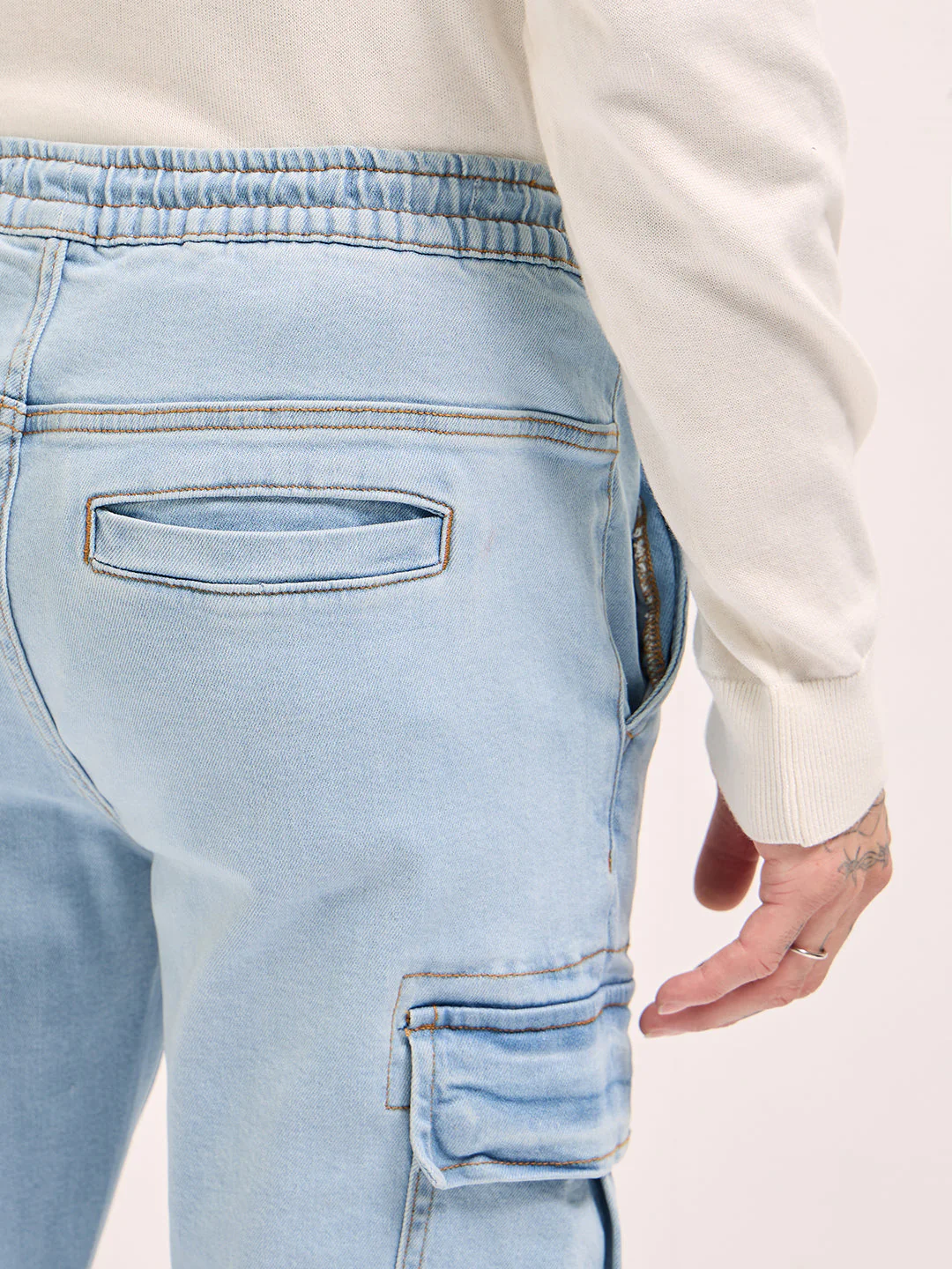 Men Light Blue Slim Fit Jogger-Style jean - Image 6