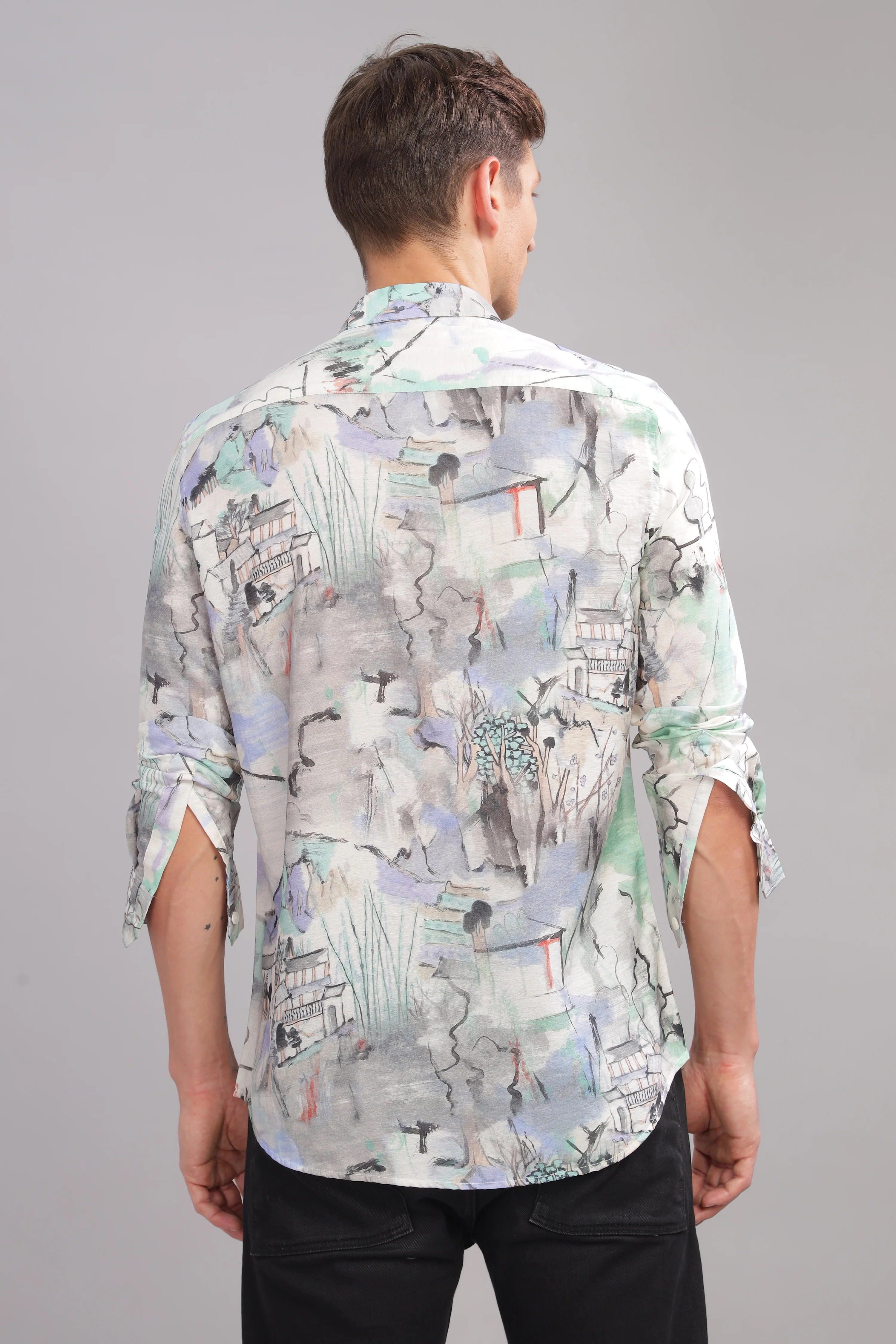 Men Light Blue Slim Fit Shirt - Image 2