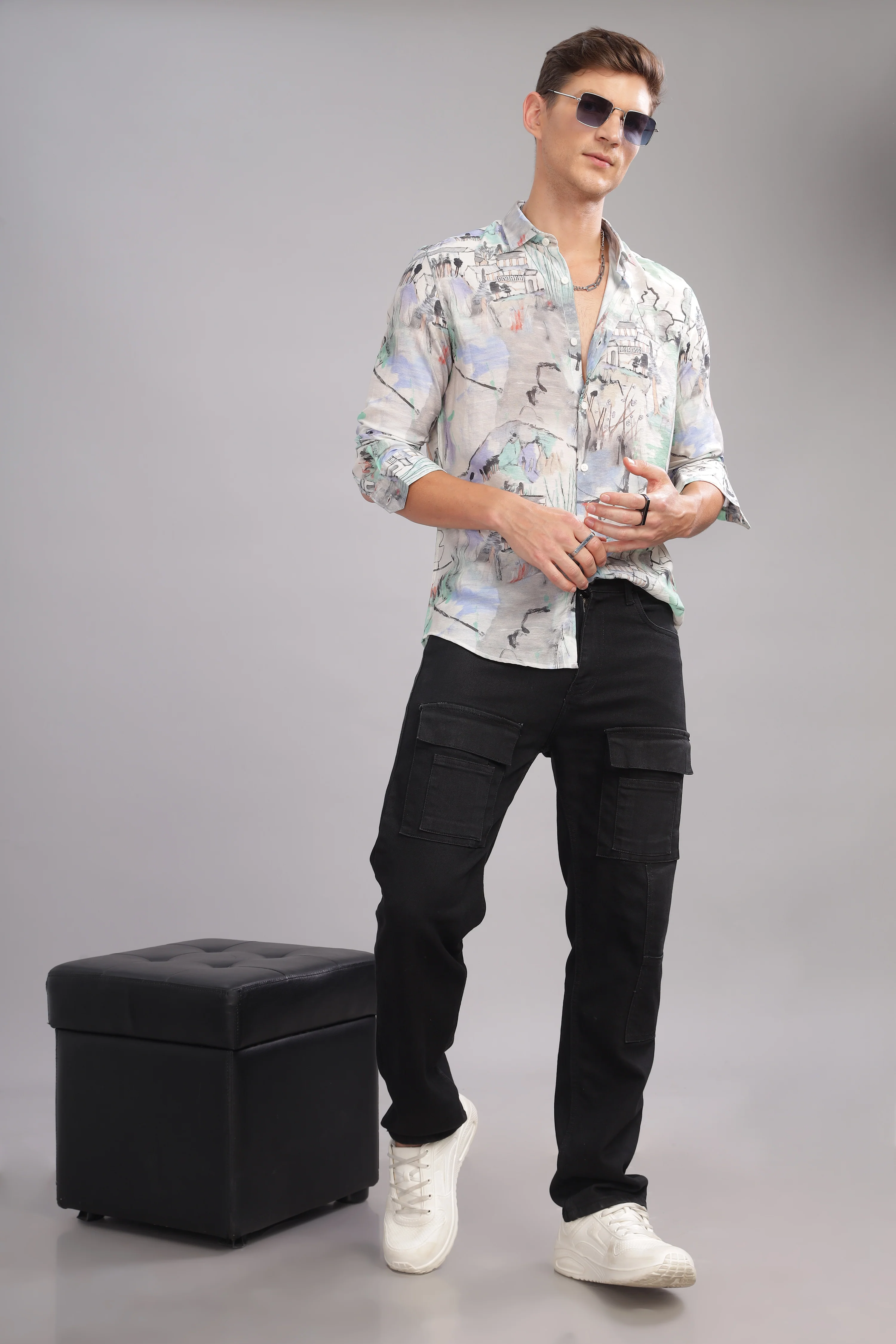 Men Light Blue Slim Fit Shirt - Image 3