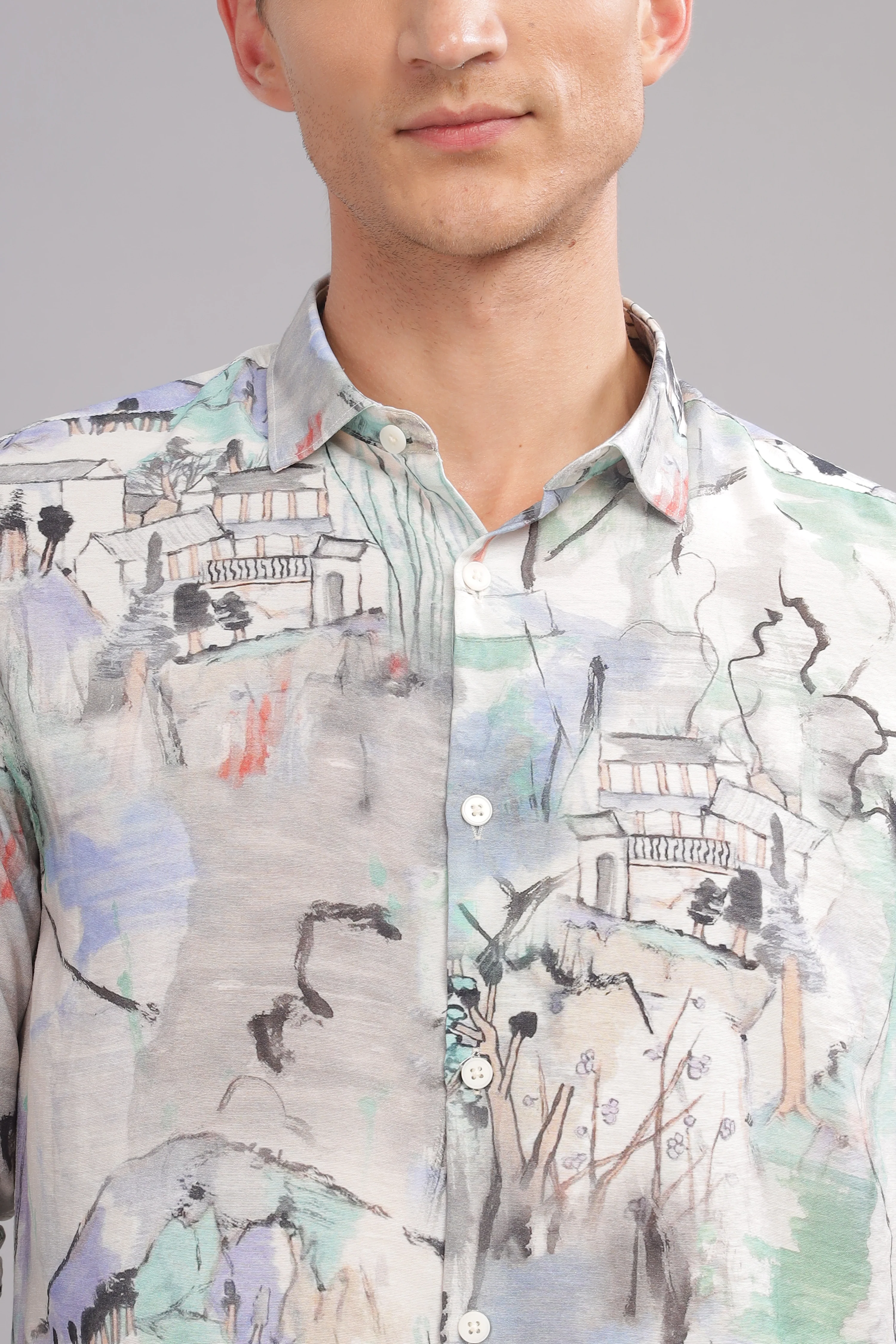 Men Light Blue Slim Fit Shirt - Image 6