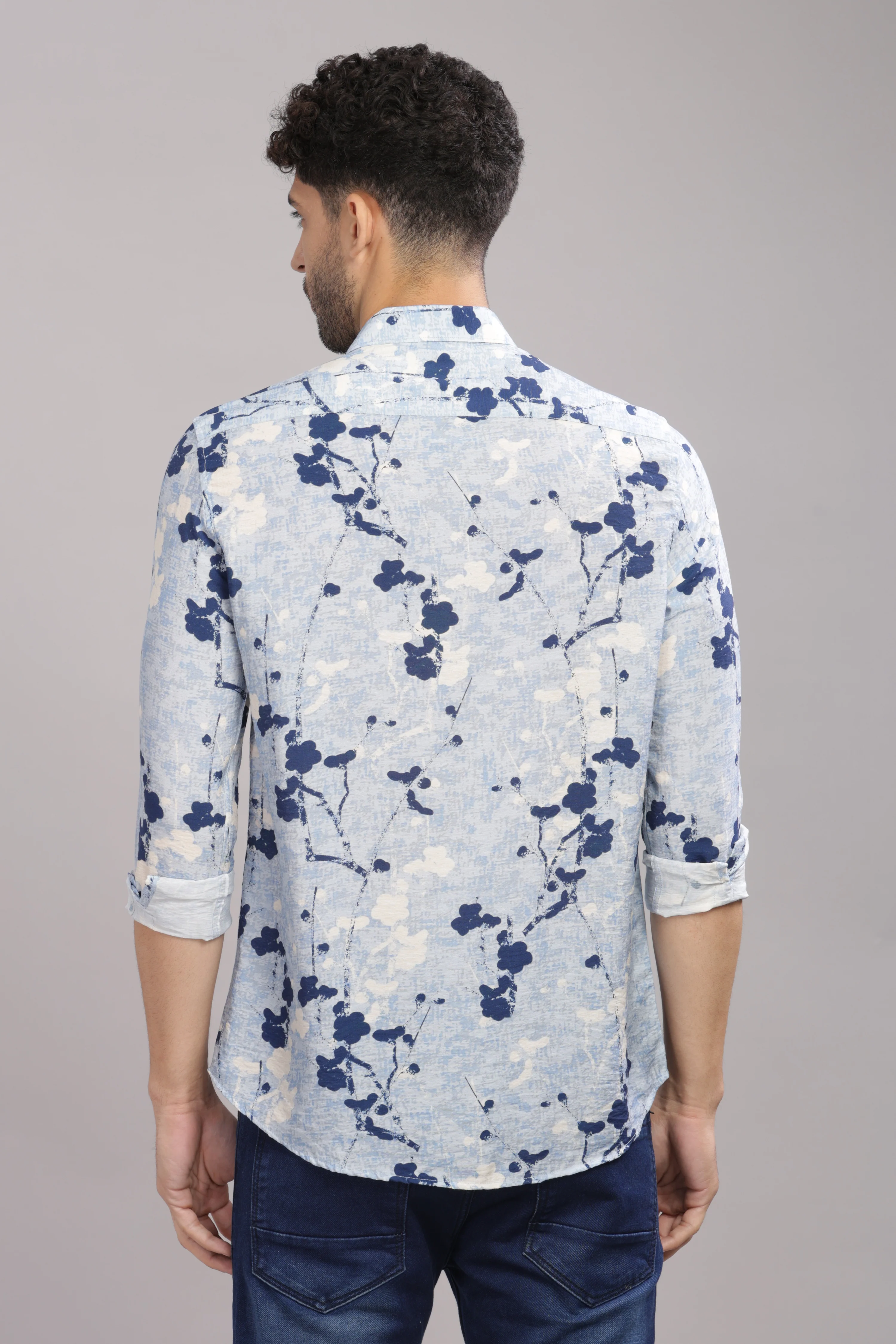 Men Light Blue Slim Fit Shirt - Image 2
