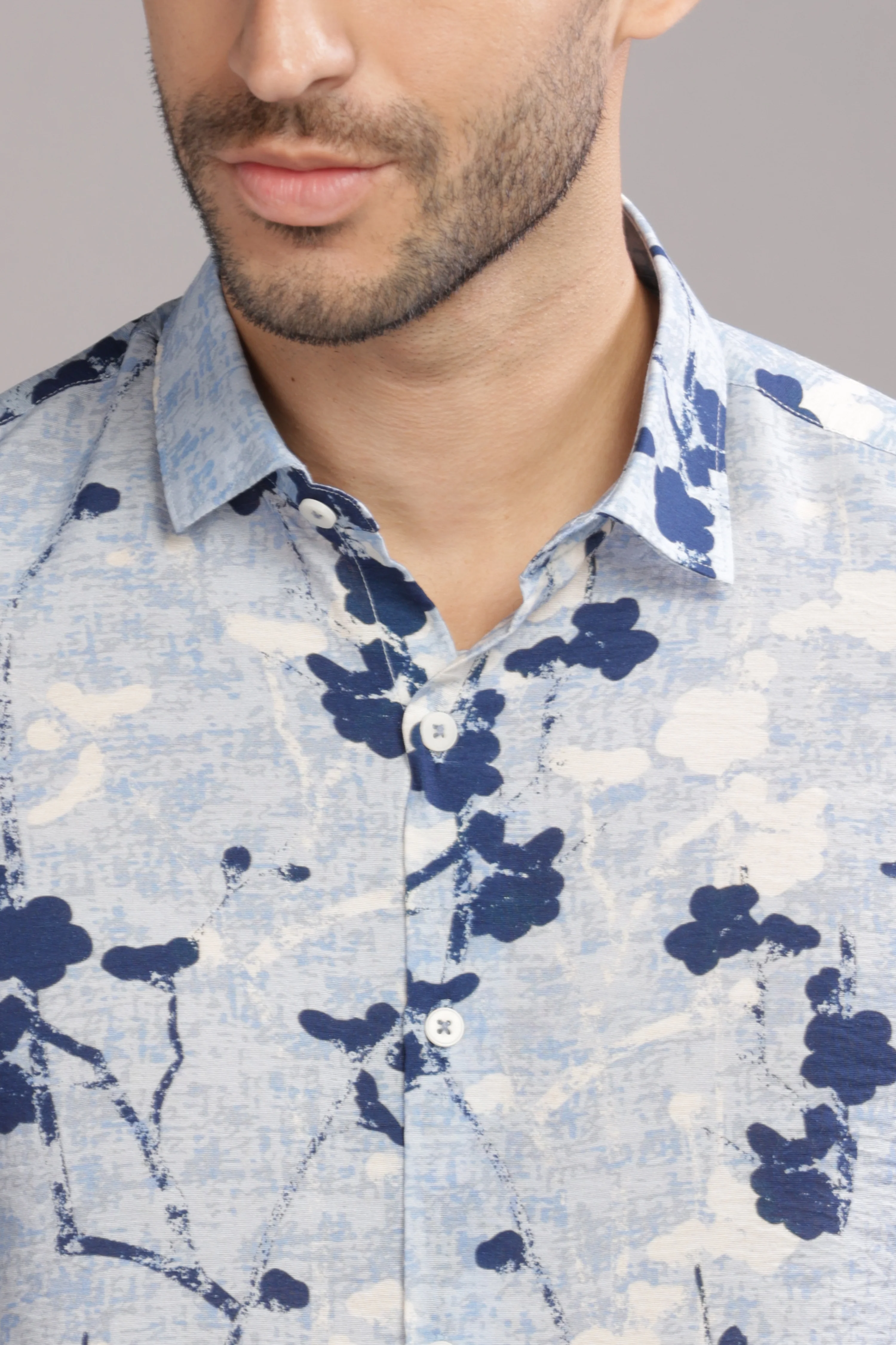 Men Light Blue Slim Fit Shirt - Image 6