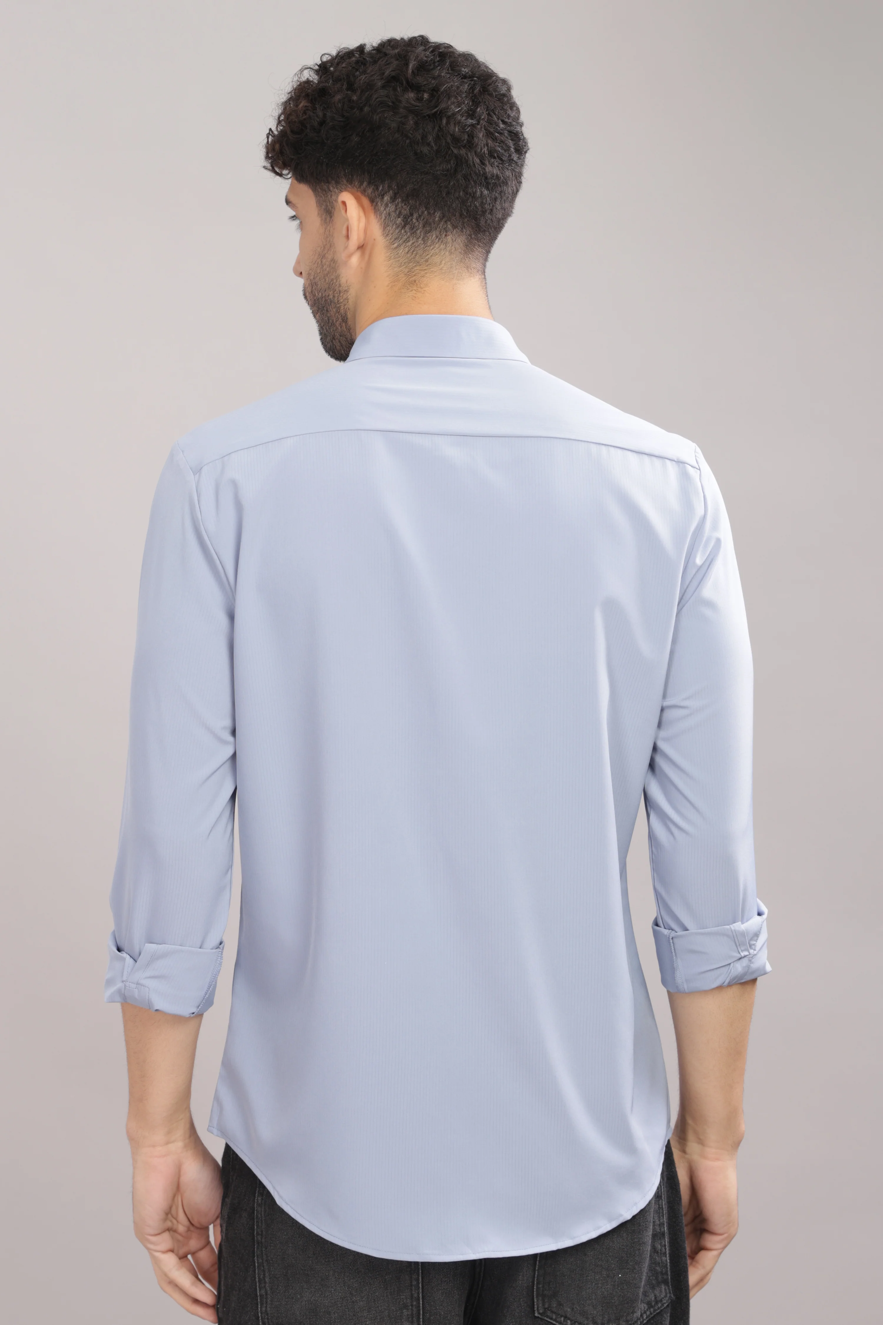 Men Light Blue Slim Fit Shirt - Image 2