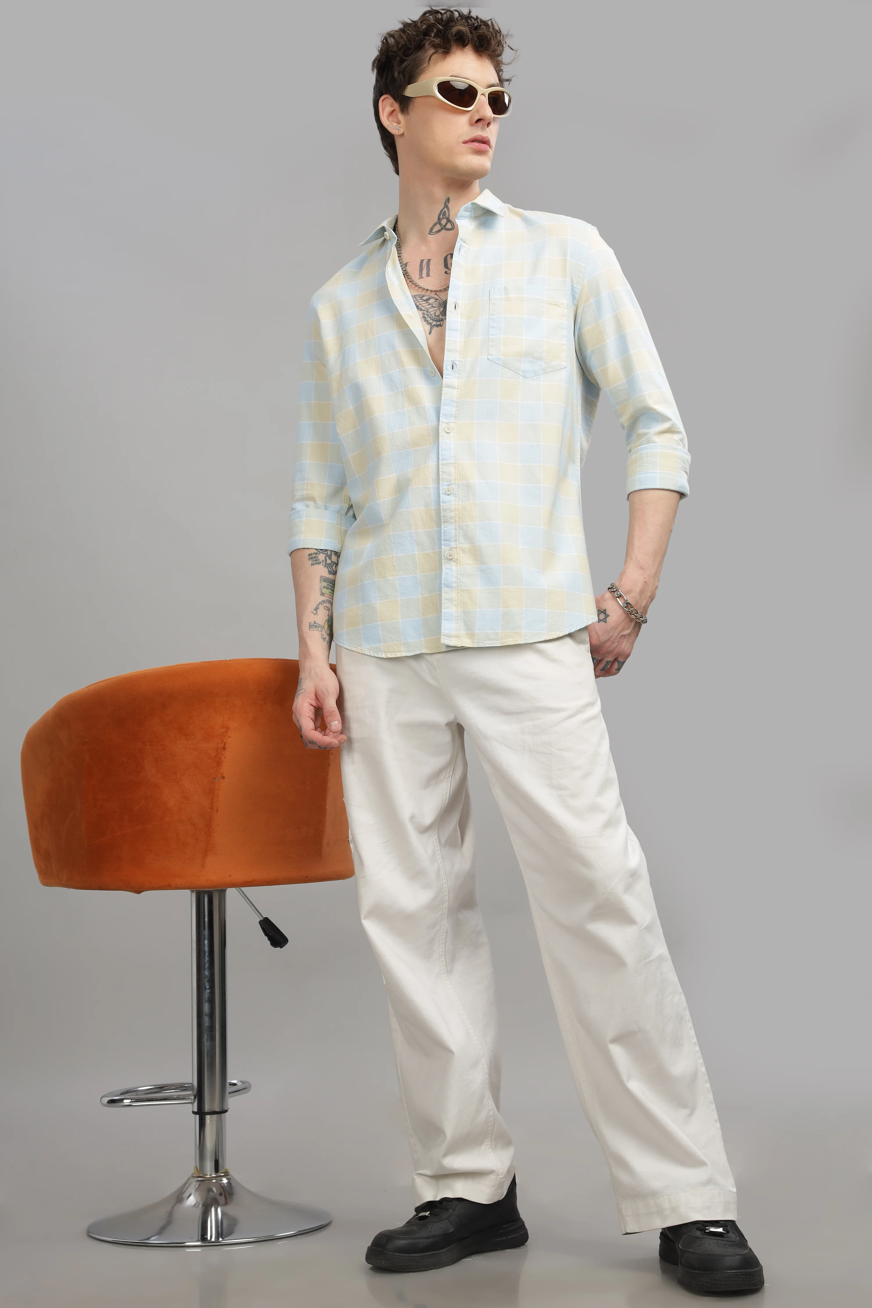 Men Light Blue Slim Fit Shirt - Image 3